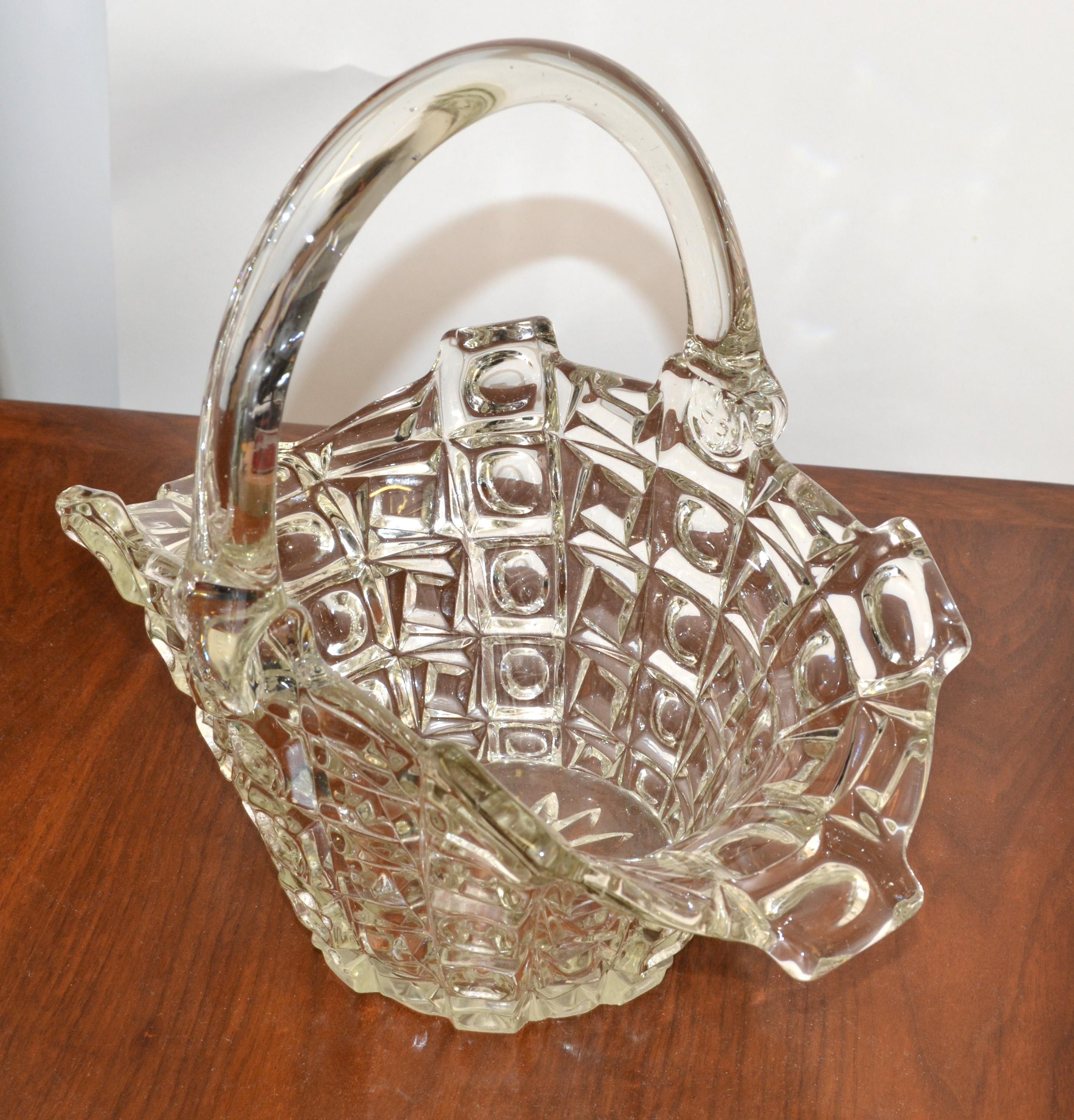 vintage glass basket with handle