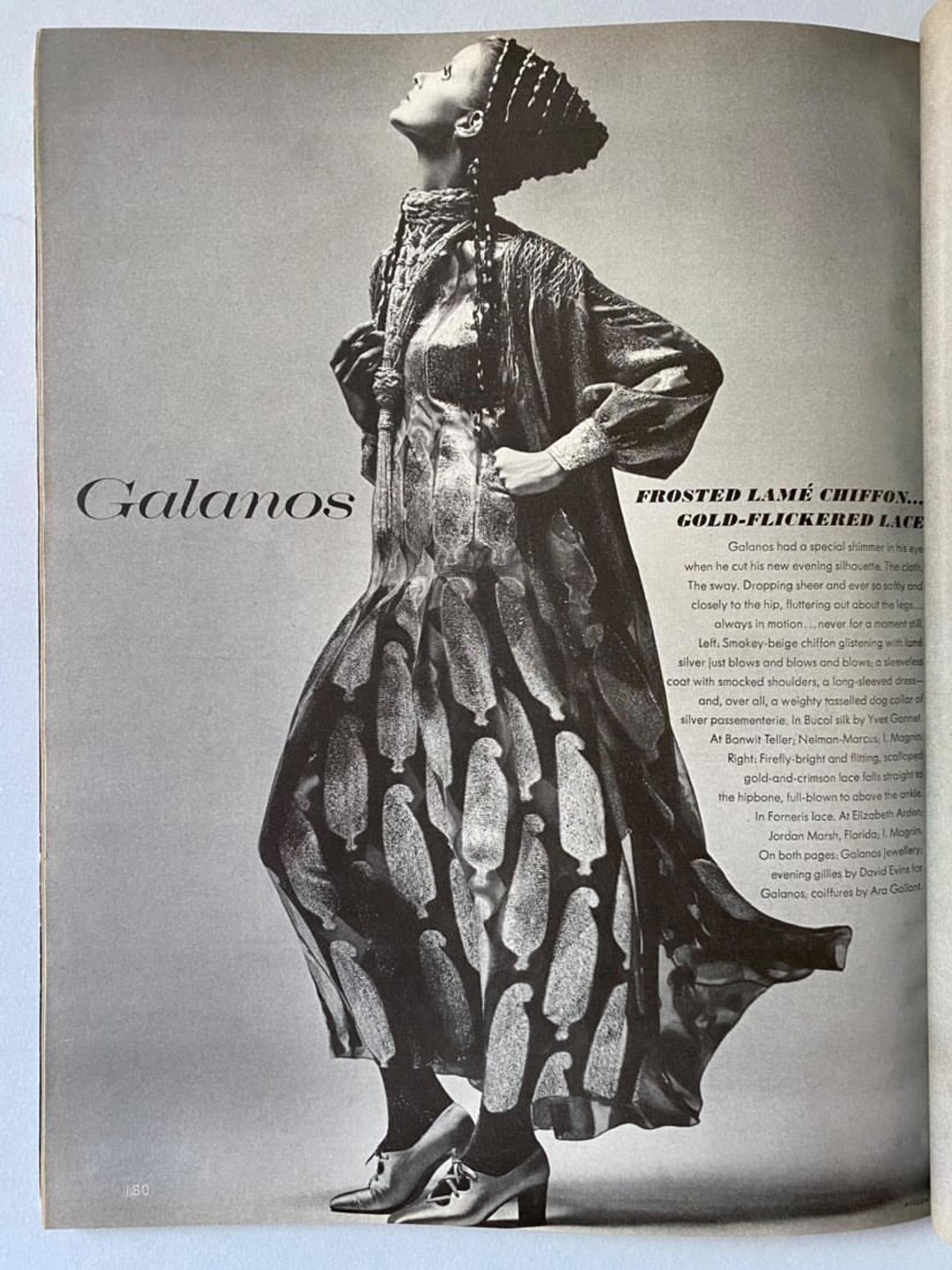An important and well-documented Galanos metallic silk gown ensemble dating back to fall-winter 1970. Dedication to excellence in craftsmanship and design was the foundation of James Galanos' career. The quality of workmanship found in his clothing