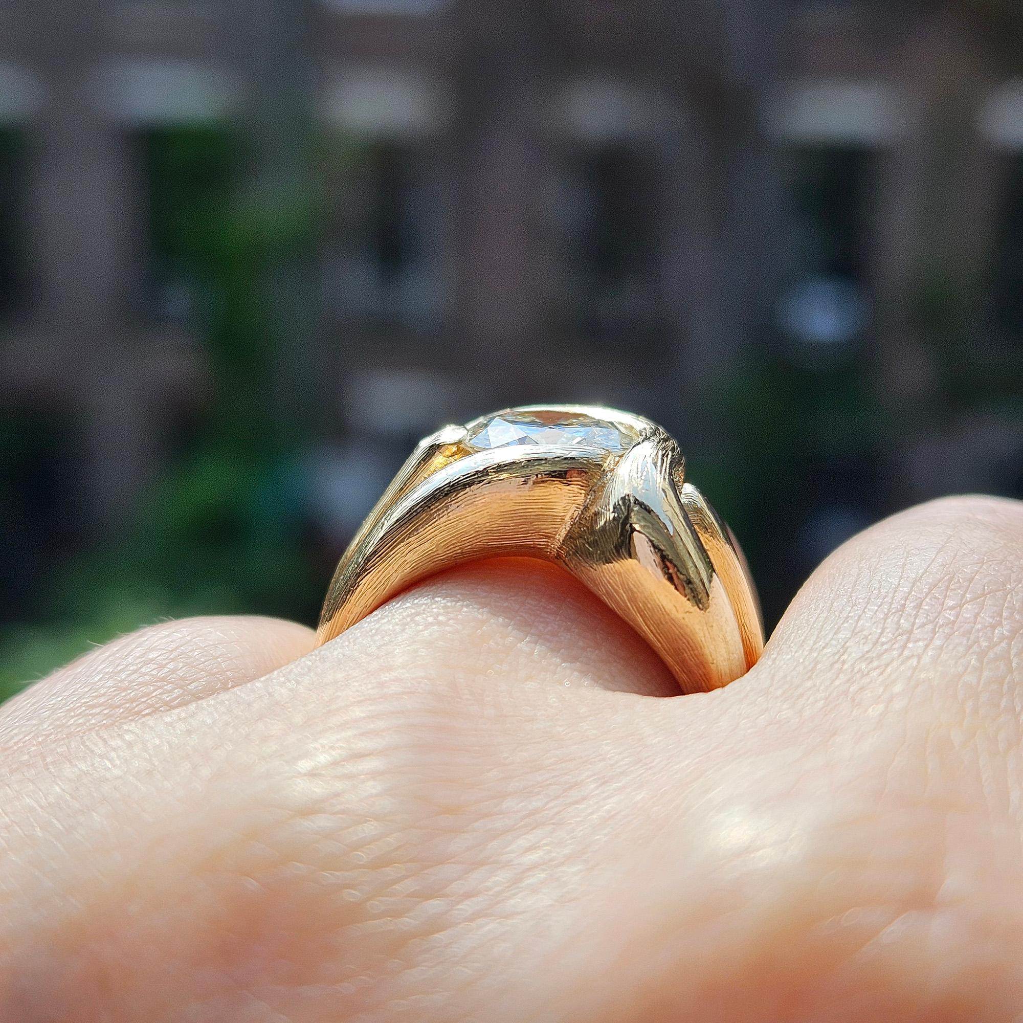 Vintage  1970 GIA 2.18ct Natural ROUND Diamond 14k Yellow Gold Engagement Ring 6