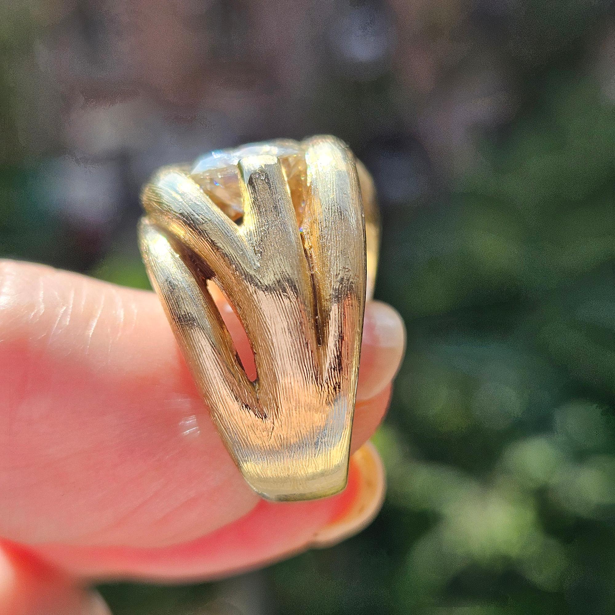 Vintage  1970 GIA 2.18ct Natural ROUND Diamond 14k Yellow Gold Engagement Ring 12