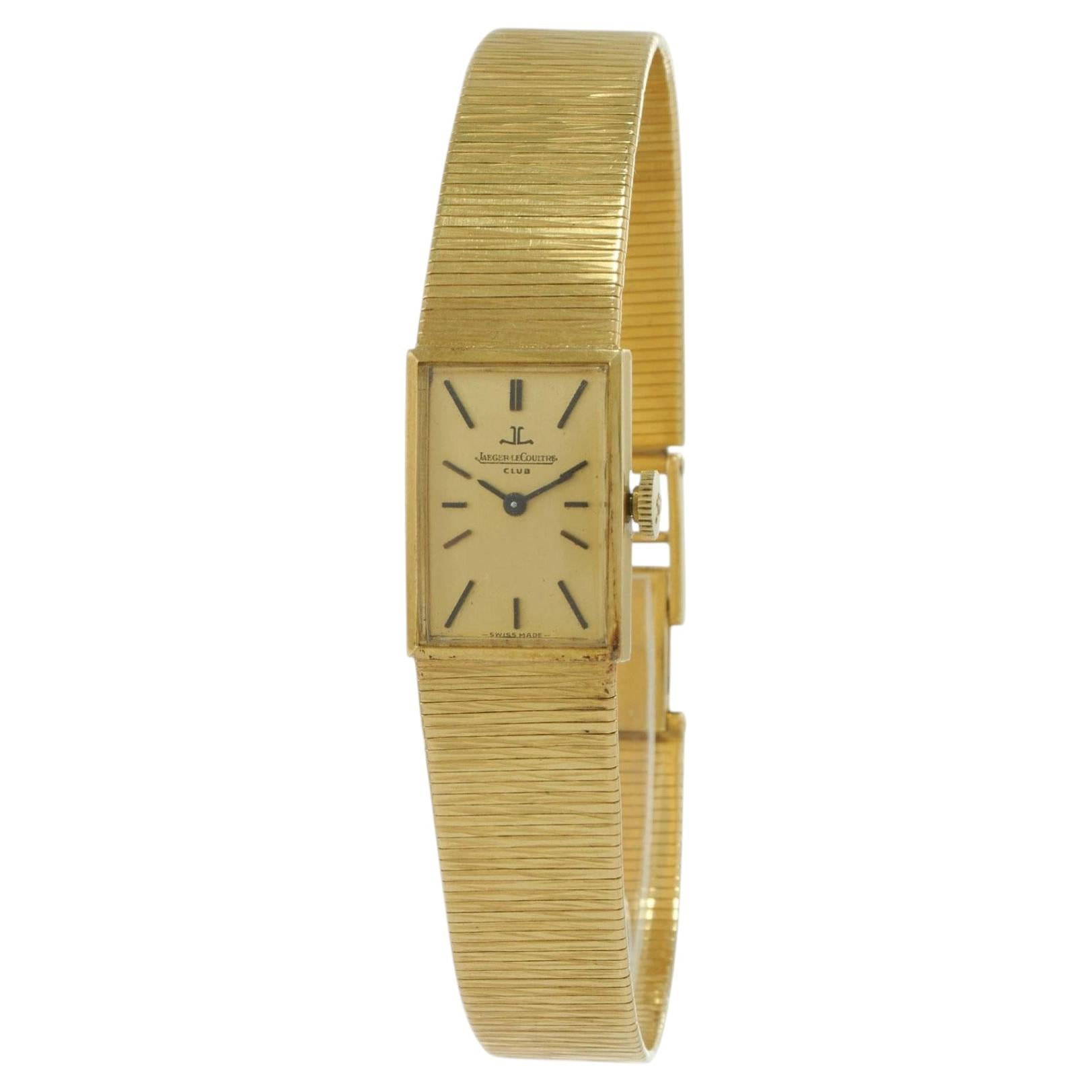 Reloj vintage Jaeger-LeCoultre Club de 1970, de oro de 18 quilates, con correa rectangular