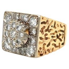 VINTAGE 1970 Ring in 14K Gelbgold 2,70 CTW Diamant Quadrat Cluster Nugget