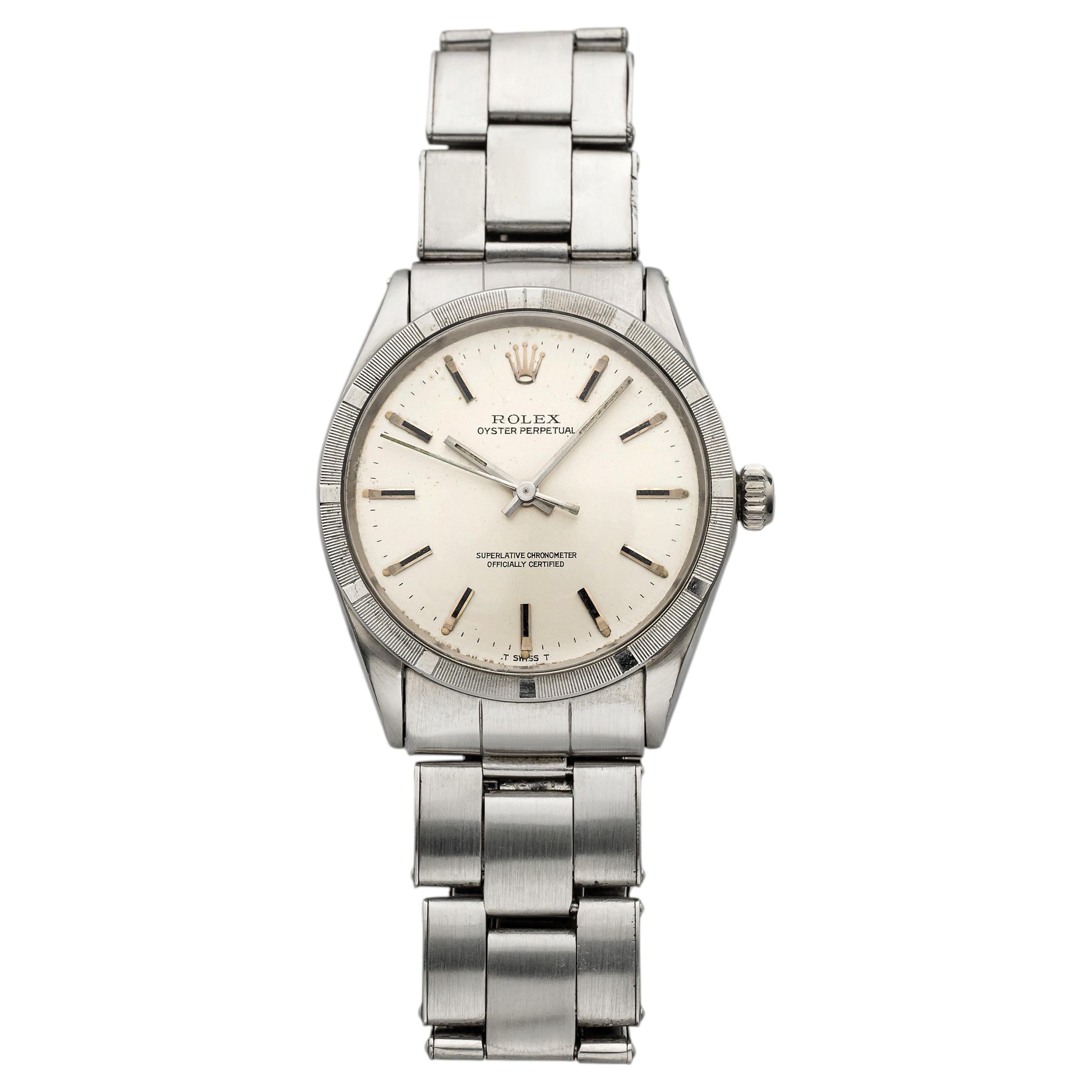 Vintage 1970 Rolex Oyster Perpetual 1007 Stainless Steel Silver Dial Auto 34mm