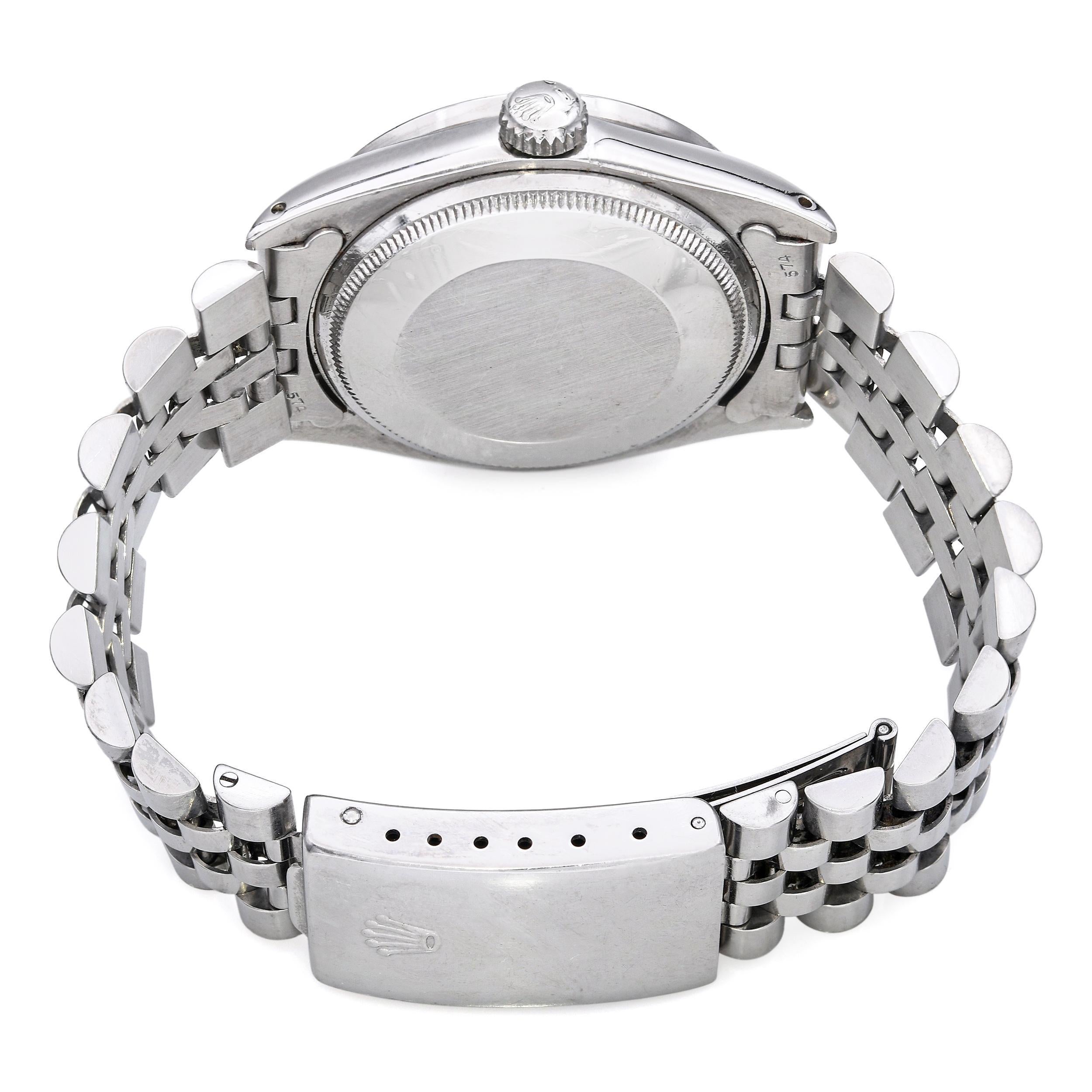 Vintage 1970 Rolex Oyster Perpetual Date Engine Turned White Dial Watch Ref 1501 Unisexe en vente