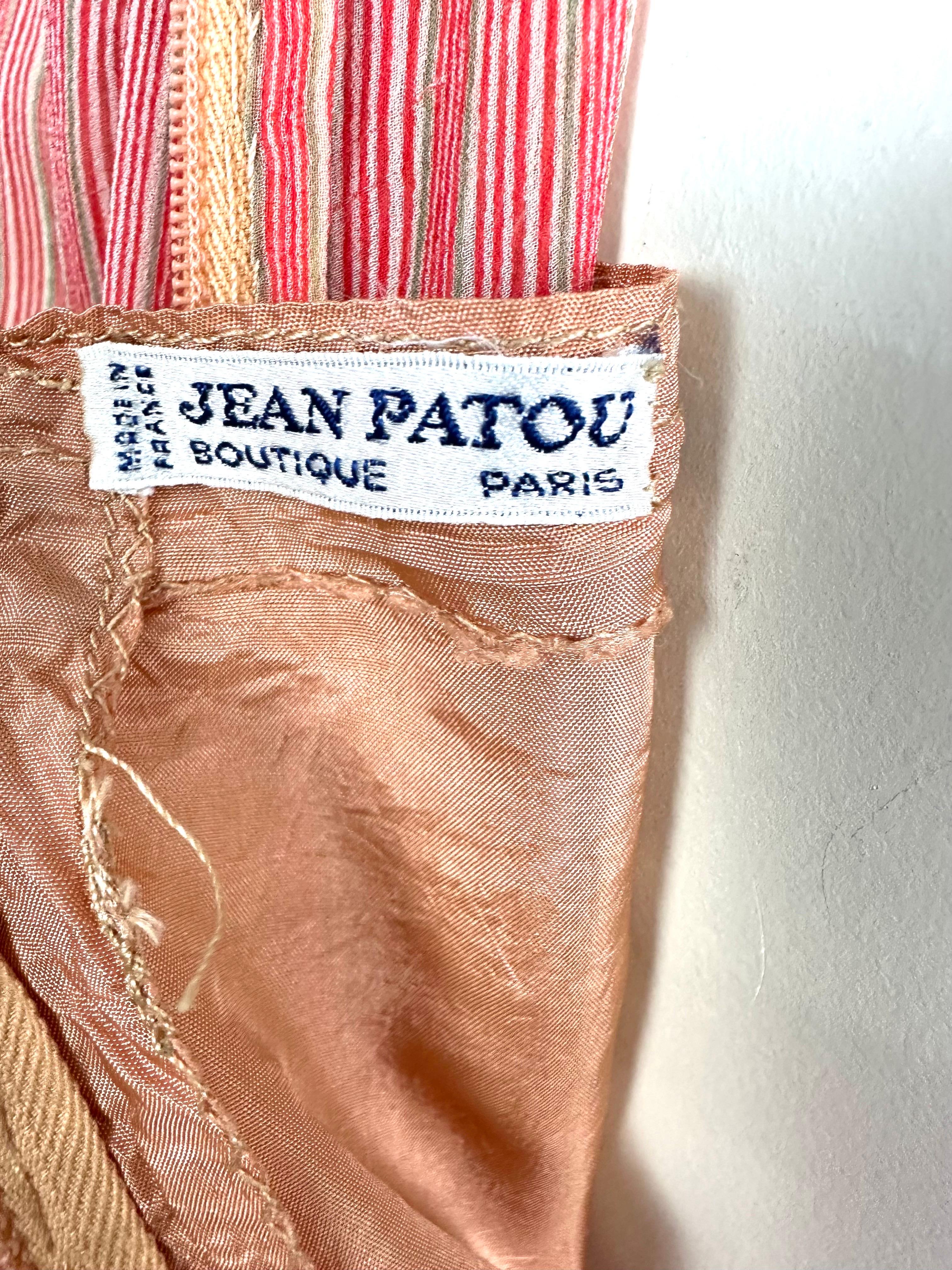 Vintage 1970´s Jean Patou long chiffon stripes silk dress For Sale 7