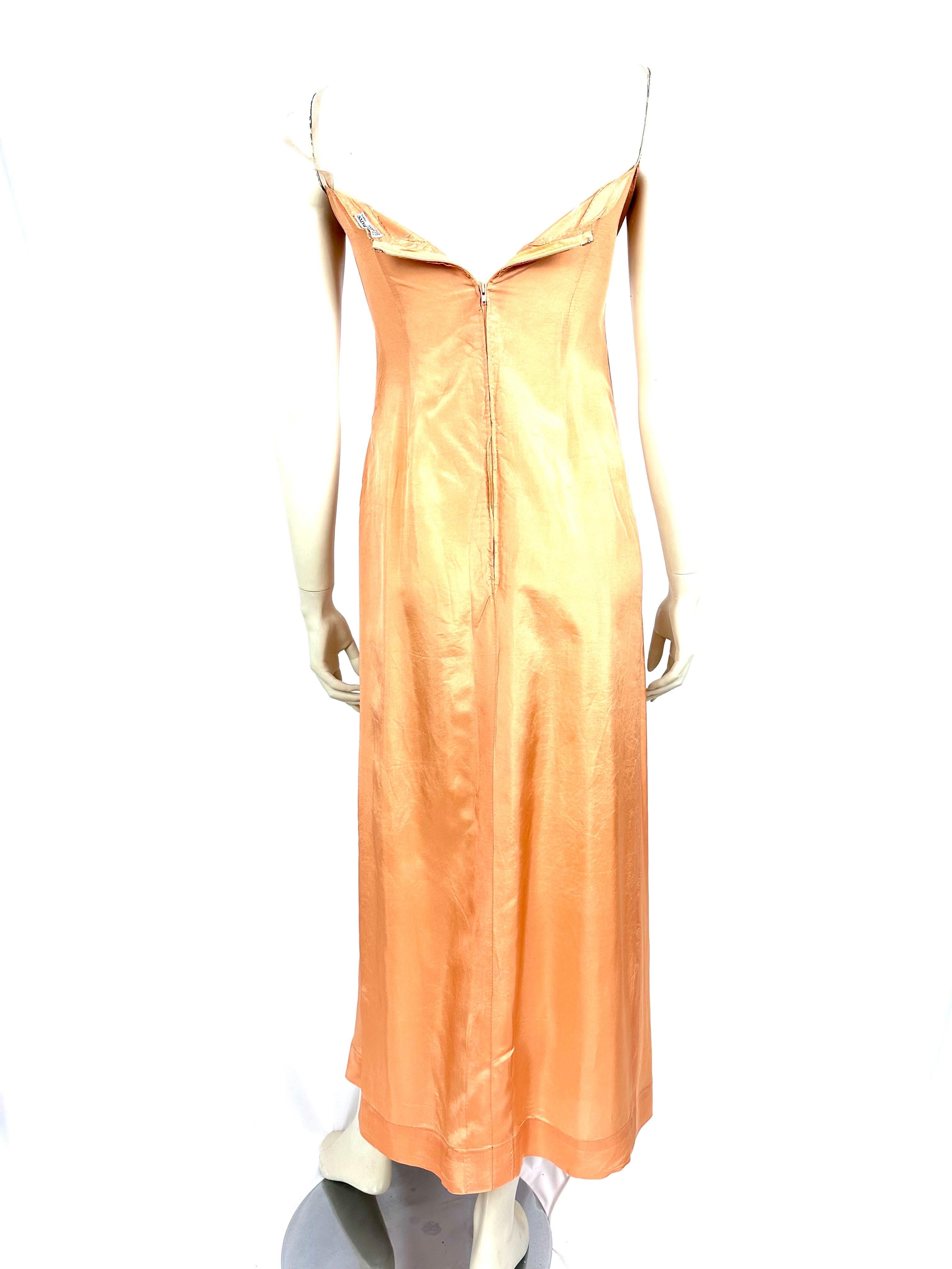 Vintage 1970´s Jean Patou long chiffon stripes silk dress For Sale 8