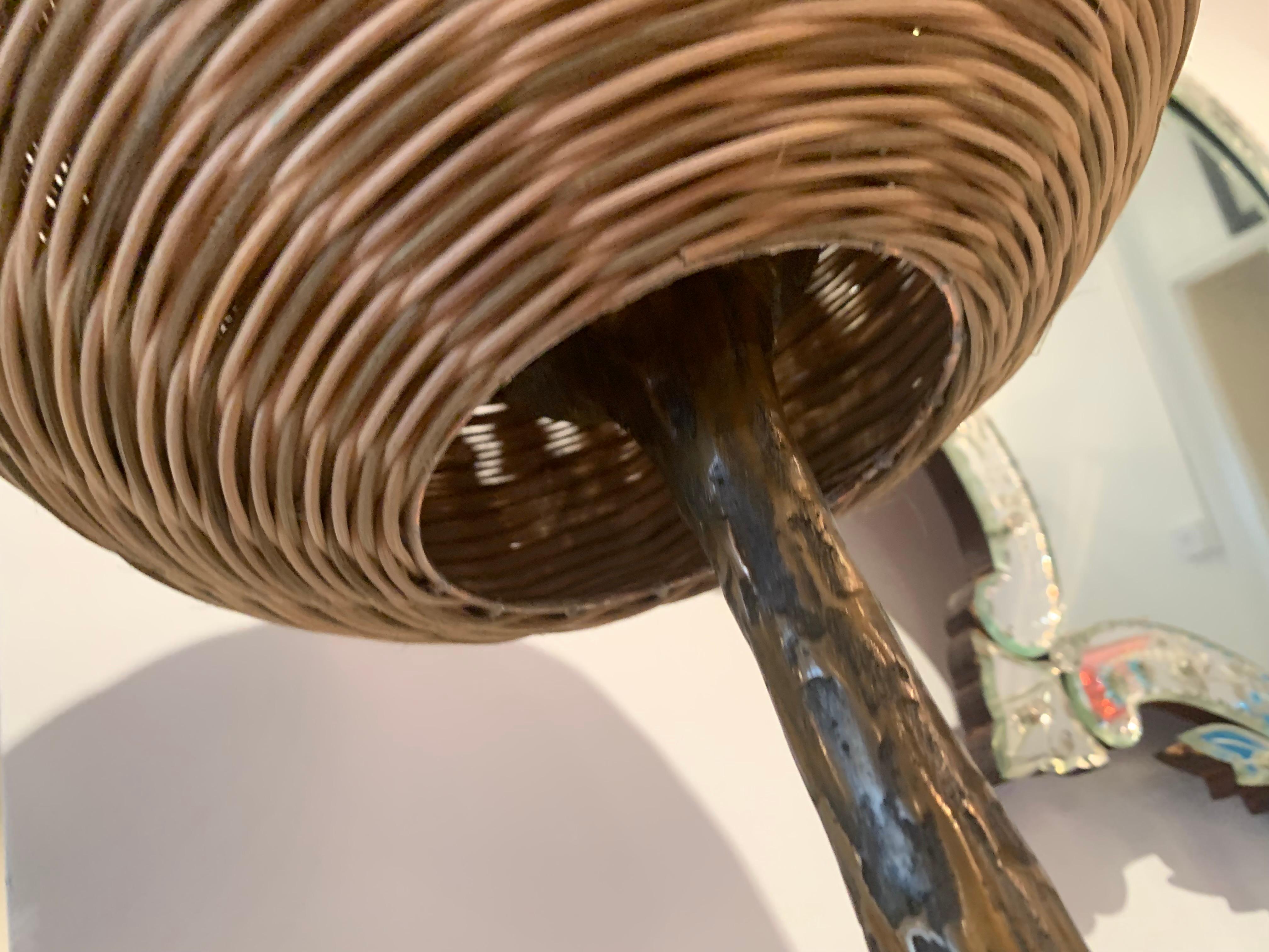 Vintage 1970' Wicker Bronze Table lamp 3