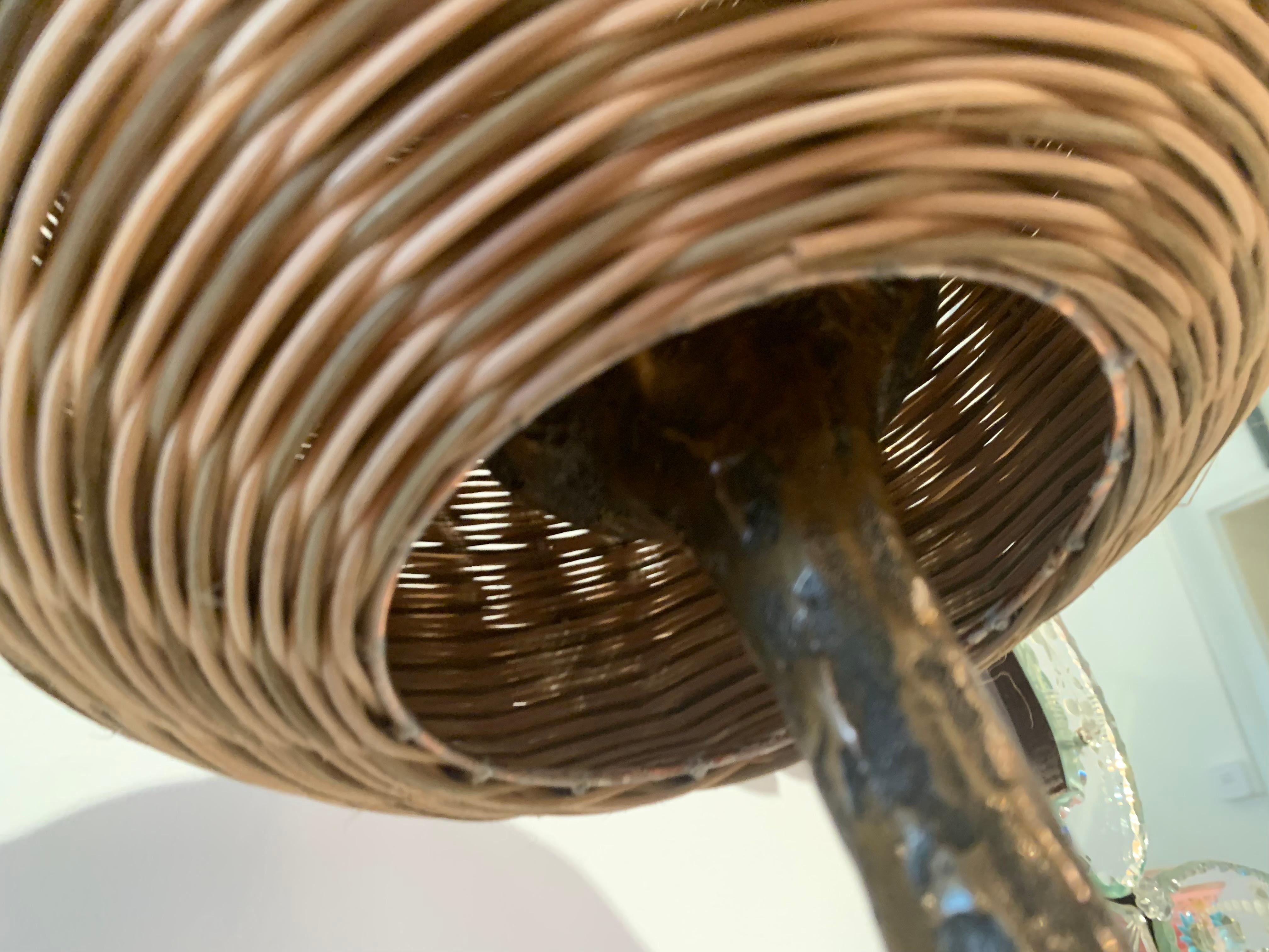 Vintage 1970' Wicker Bronze Table lamp 4