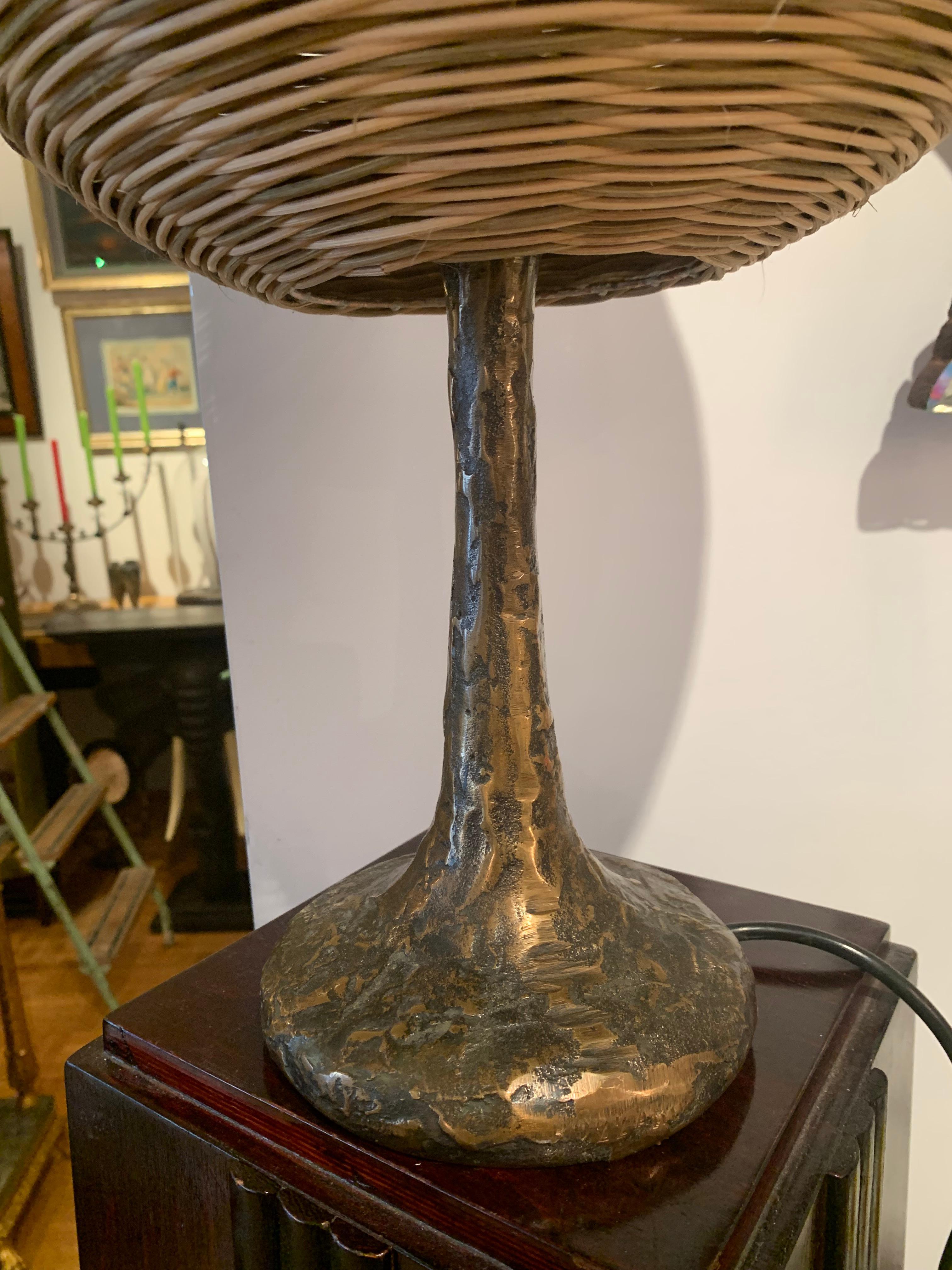 Vintage 1970' Wicker Bronze Table lamp 5