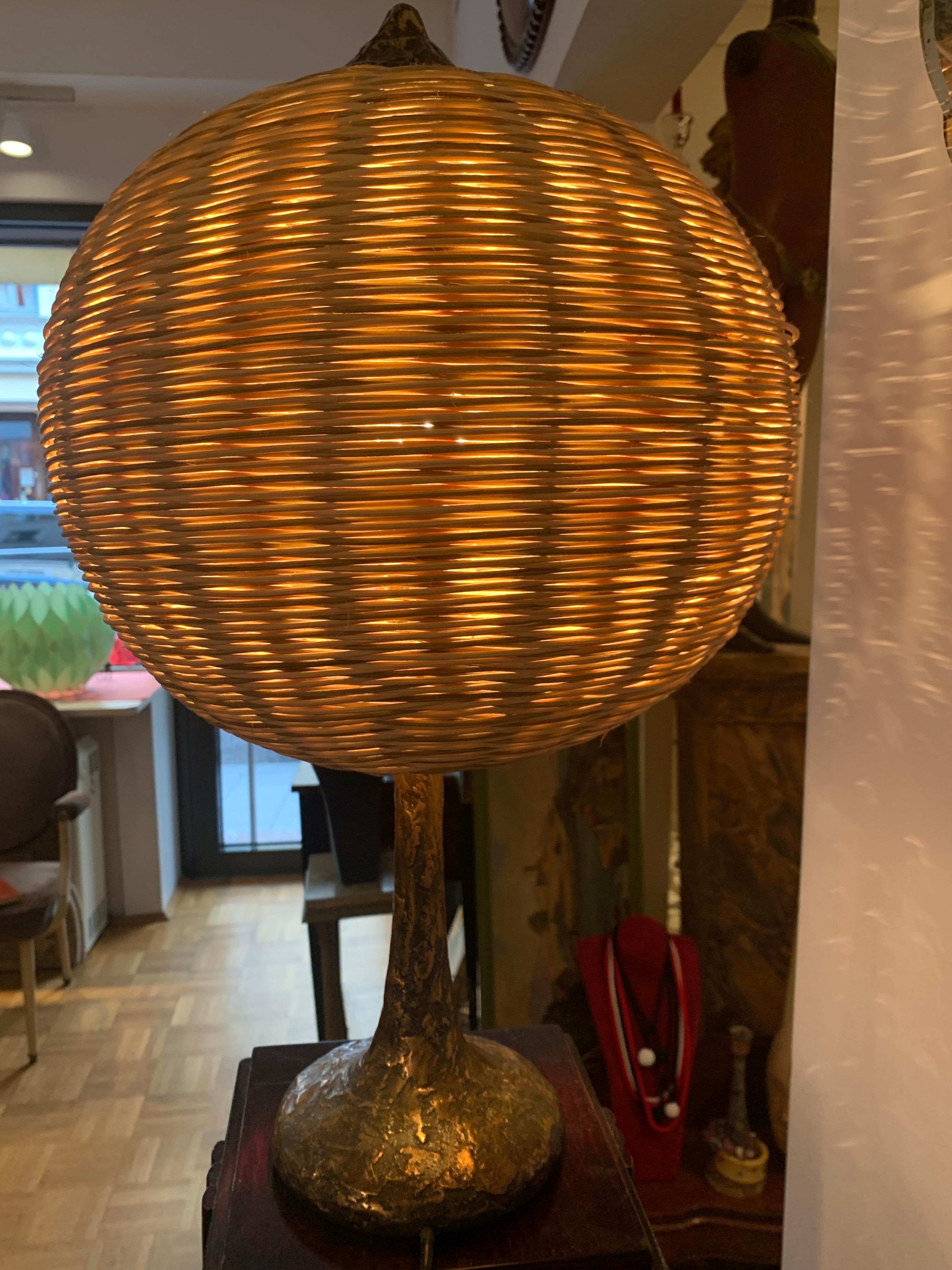 Late 20th Century Vintage 1970' Wicker Bronze Table lamp