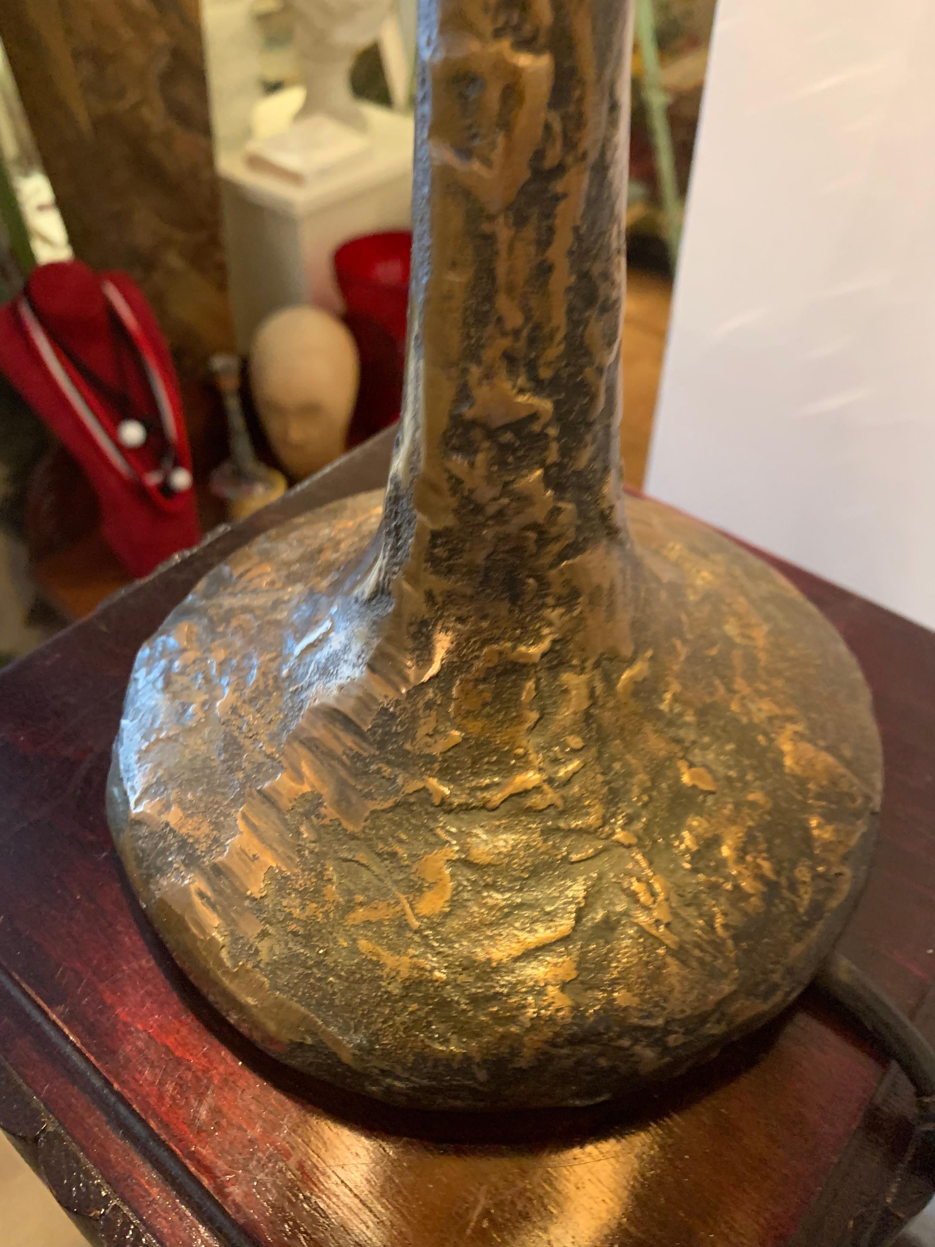 Vintage 1970' Wicker Bronze Table lamp 1