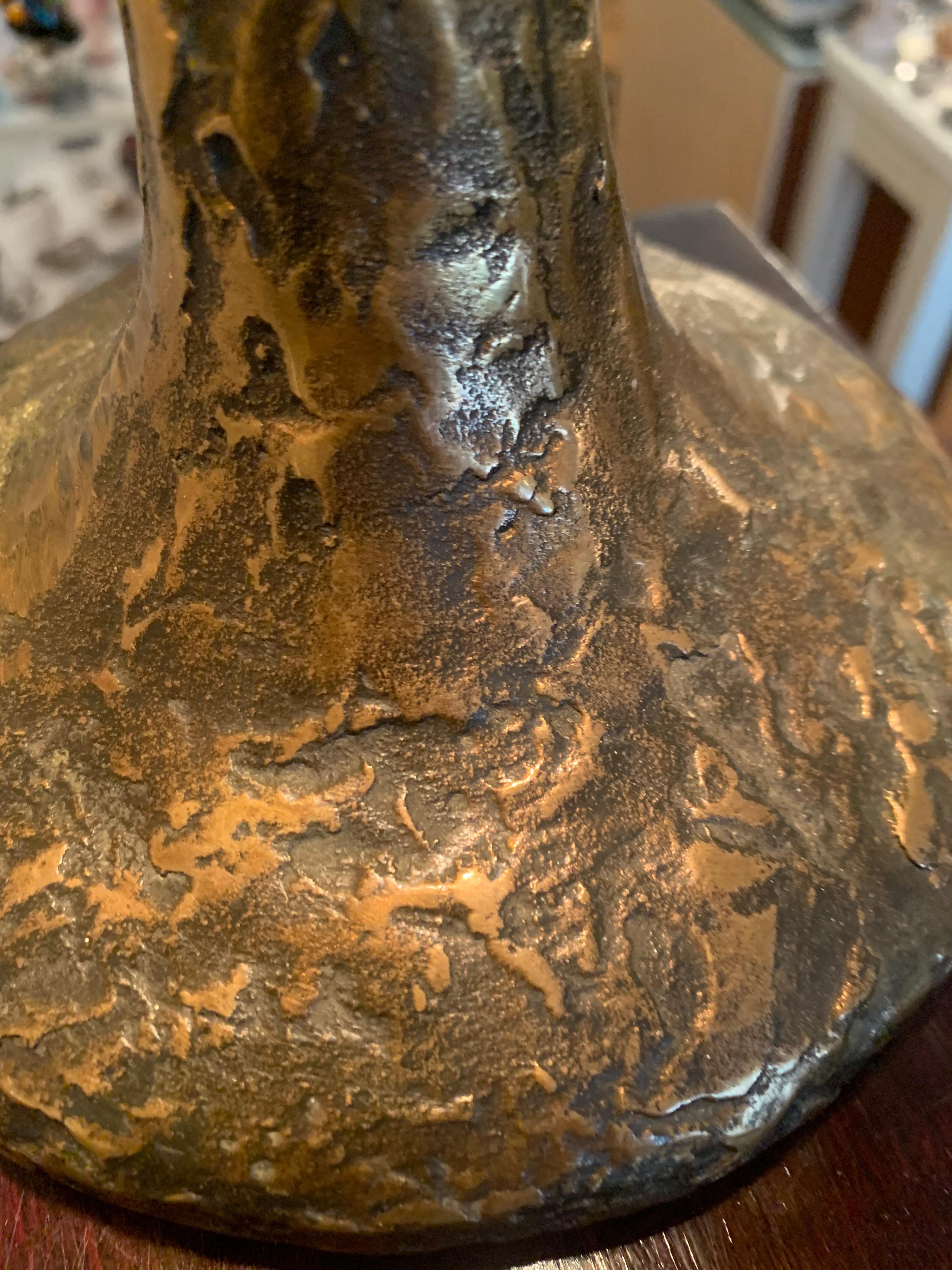 Vintage 1970' Wicker Bronze Table lamp 2