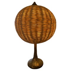 Vintage 1970' Wicker Bronze Table lamp