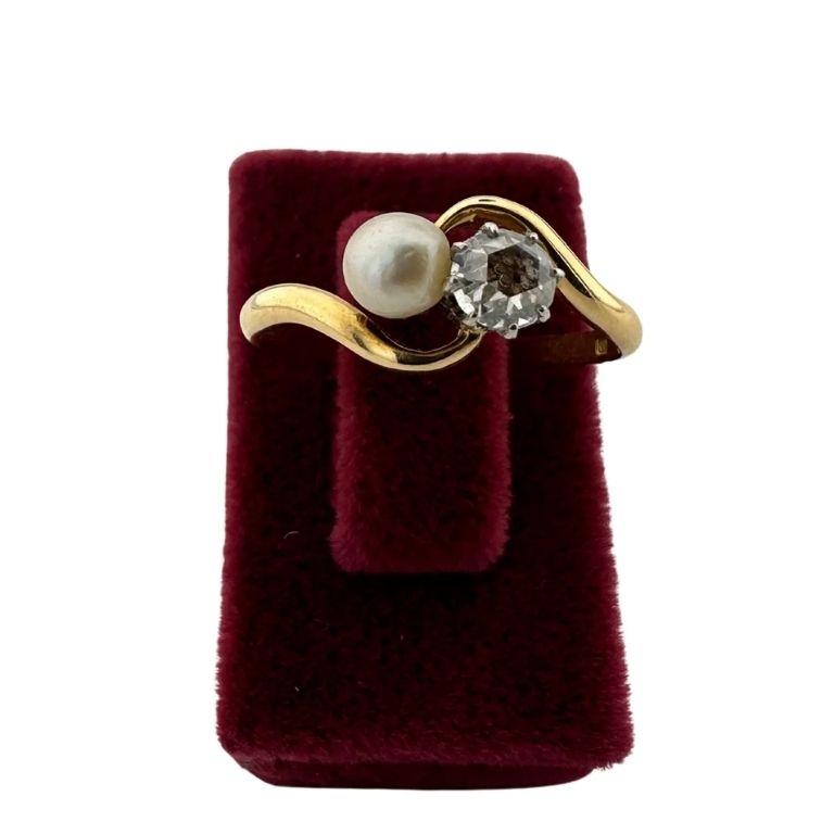 Vintage 1970er Jahre 0,30ct Rose Cut Diamant und natürliche Perle Ring - 14k Gold im Angebot 4