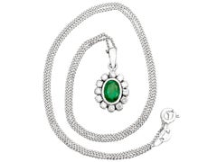 Vintage 1970s 1.02 Carat Emerald and Diamond White Gold Pendant