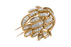 Vintage 1970s 12.00 Carat Diamond Feathers Brooch