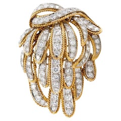 Vintage 1970 12.00 Carat Diamond Feathers Brooch