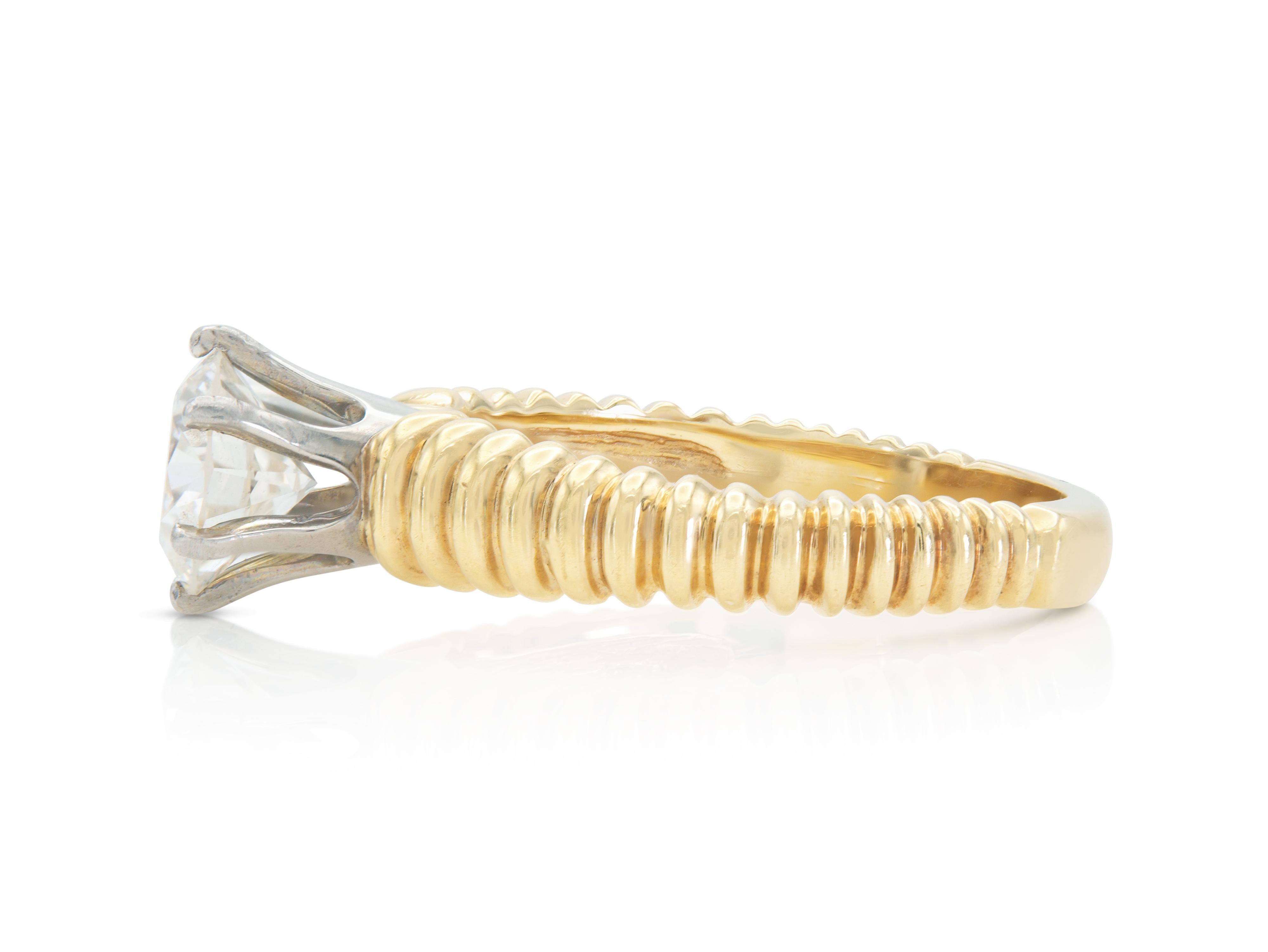 Taille ronde Bague de fiançailles Vintage 1970 1.22 Carat Round Cut Diamond en vente