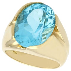 Retro 1970s 14.12 Carat Oval Cut Topaz Gold Cocktail Ring