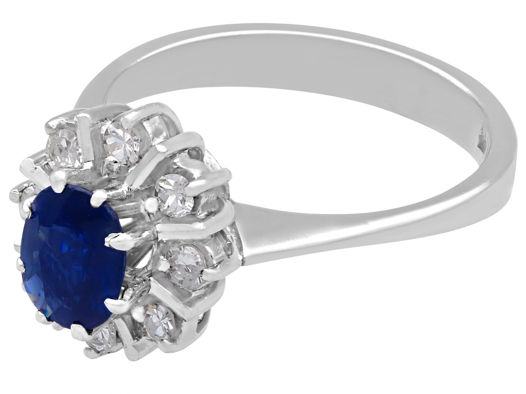Weißgold-Cocktailring mit 1.42 Karat Saphir und Diamant (Romantik) im Angebot