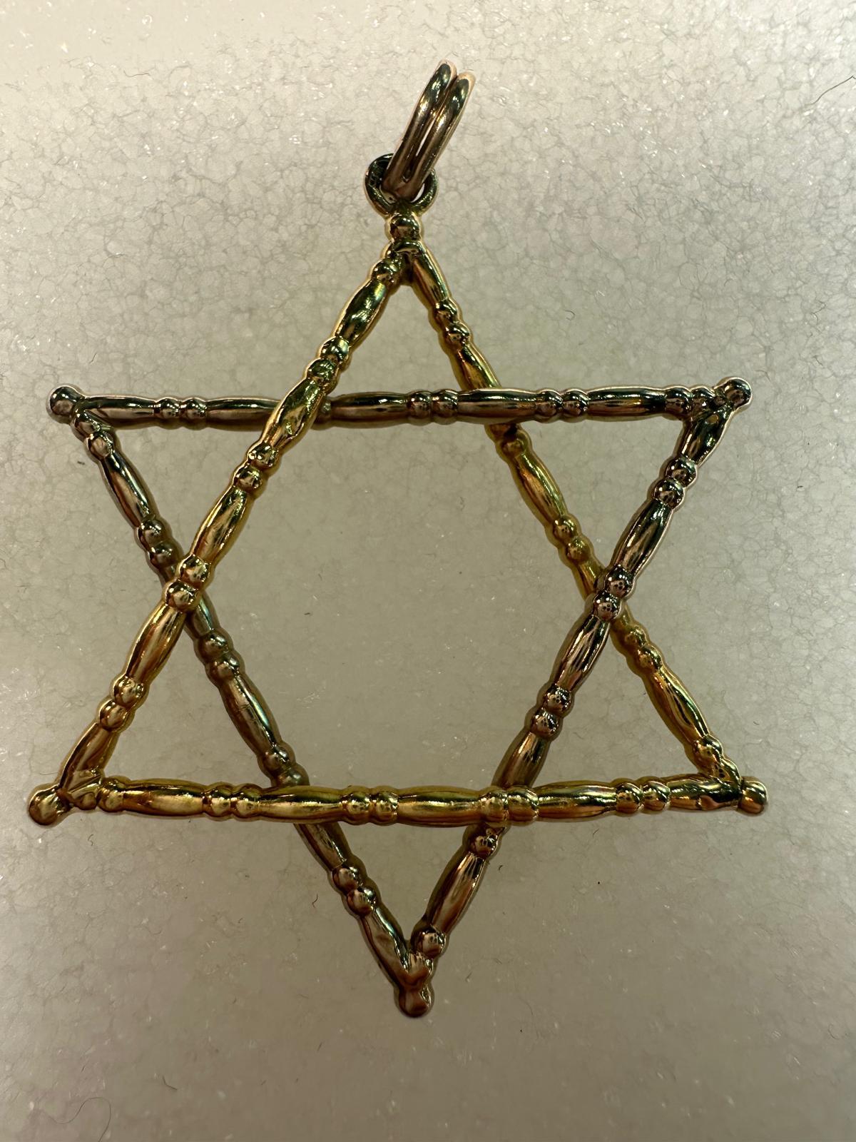 Modern Vintage 1970's 14K Gold Bamboo-Style Star of David Pendant For Sale