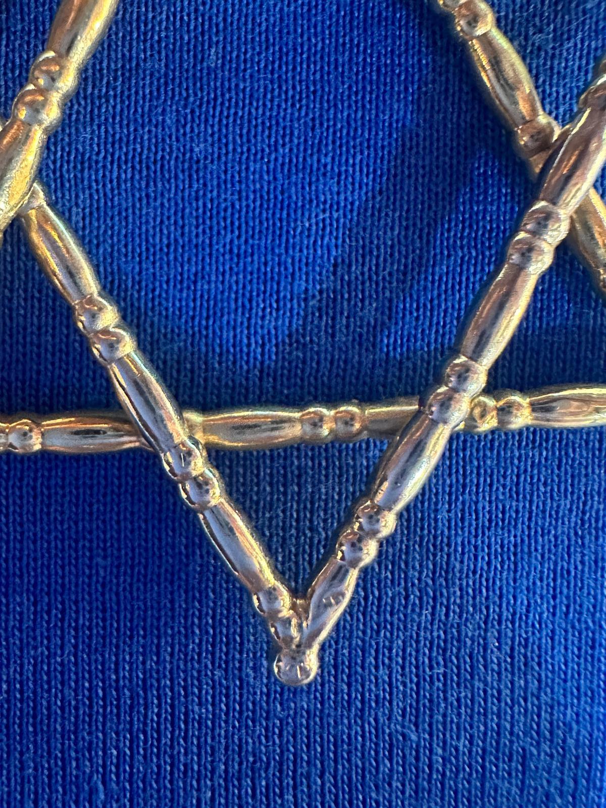 Late 20th Century Vintage 1970's 14K Gold Bamboo-Style Star of David Pendant For Sale