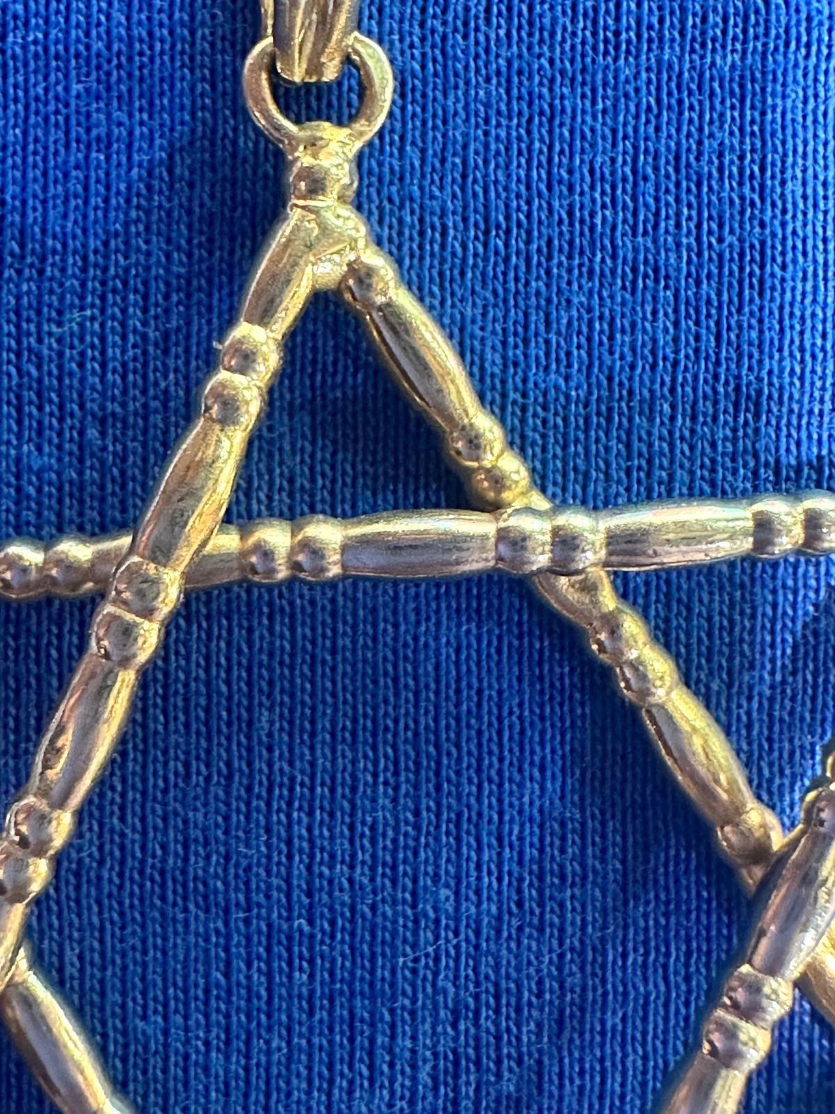 Vintage 1970's 14K Gold Bamboo-Style Star of David Pendant For Sale 1