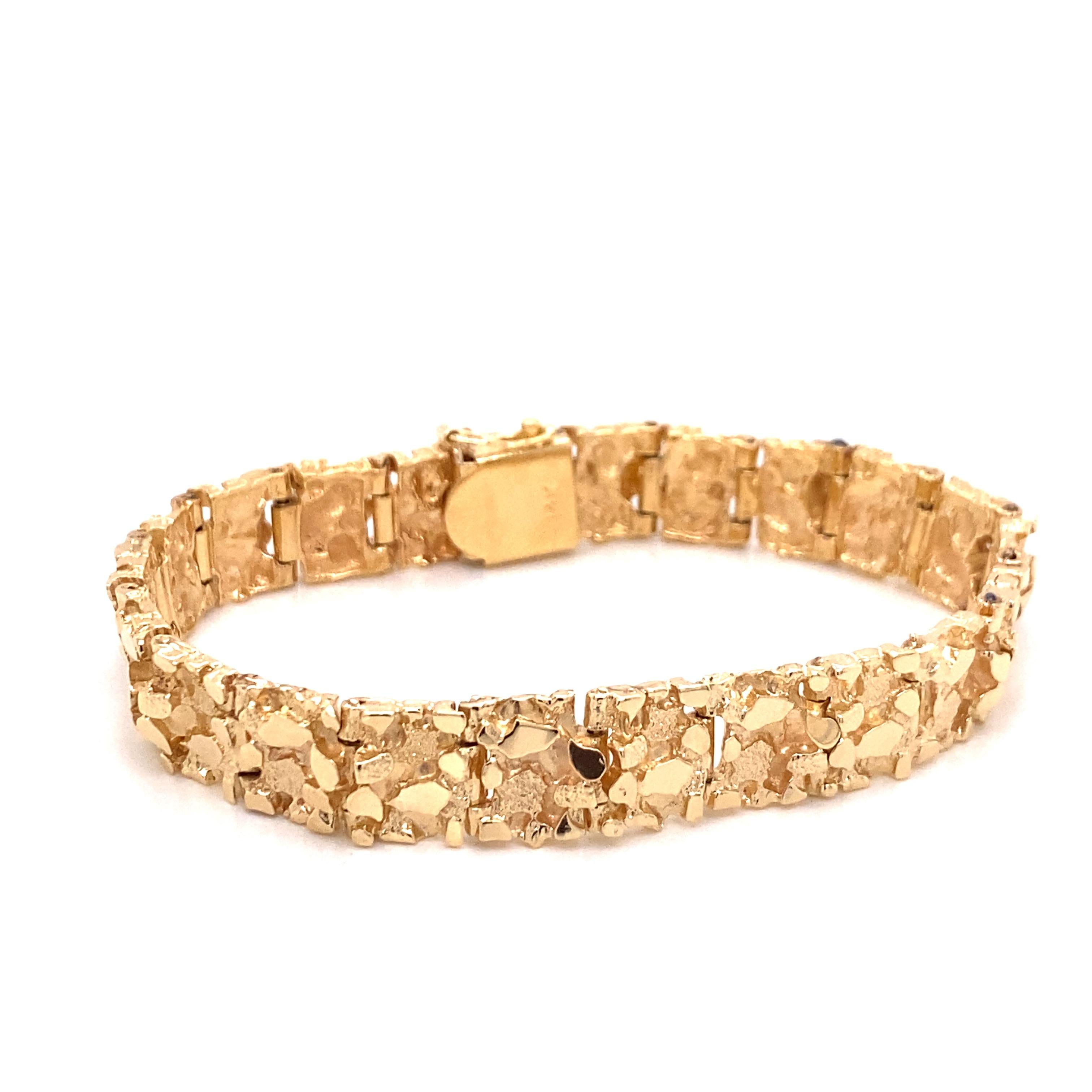 Contemporain Bracelet à pépites d'or jaune 14 carats vintage des années 1970 en vente