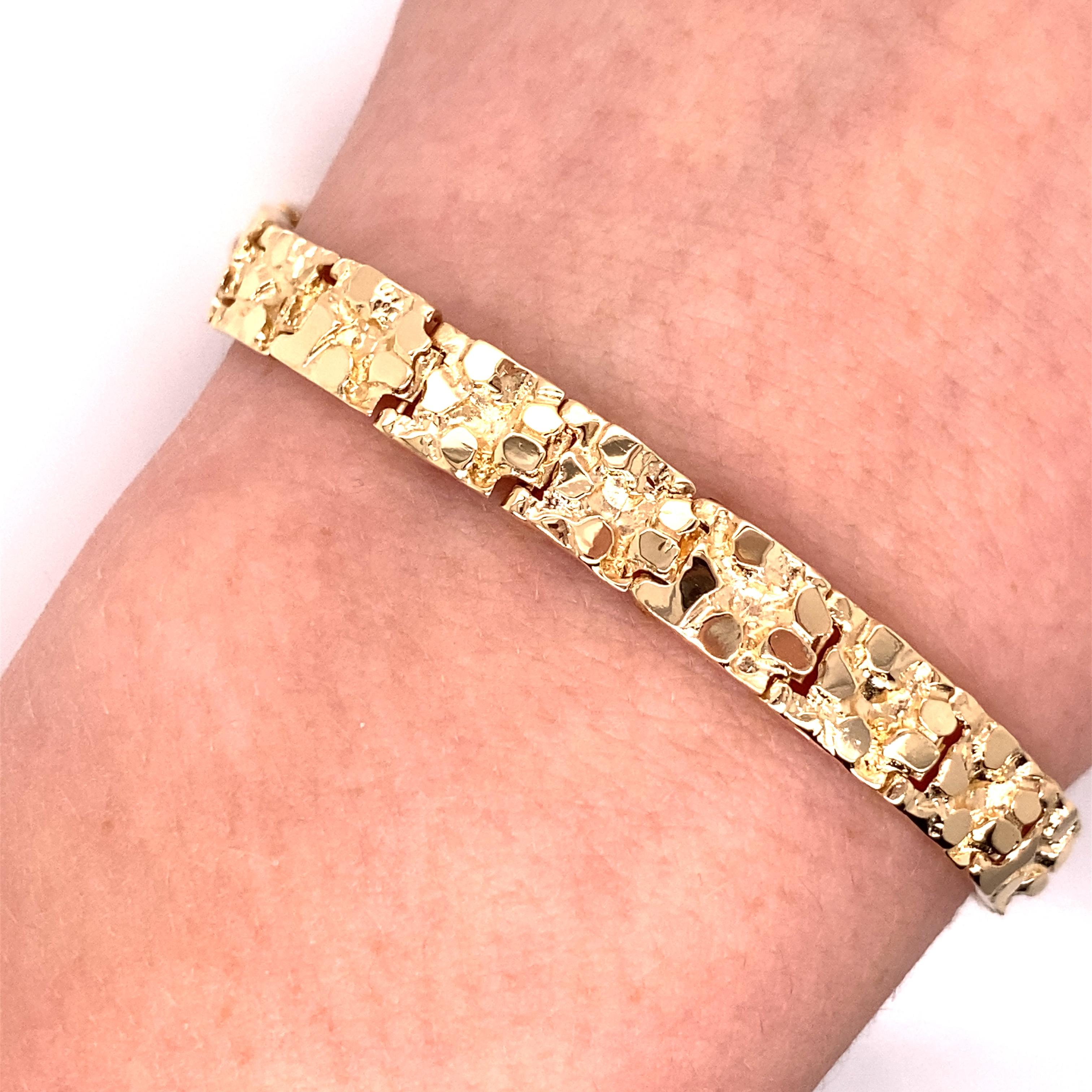 Contemporain Bracelet pépite d'or jaune 14 carats vintage des années 1970 en vente