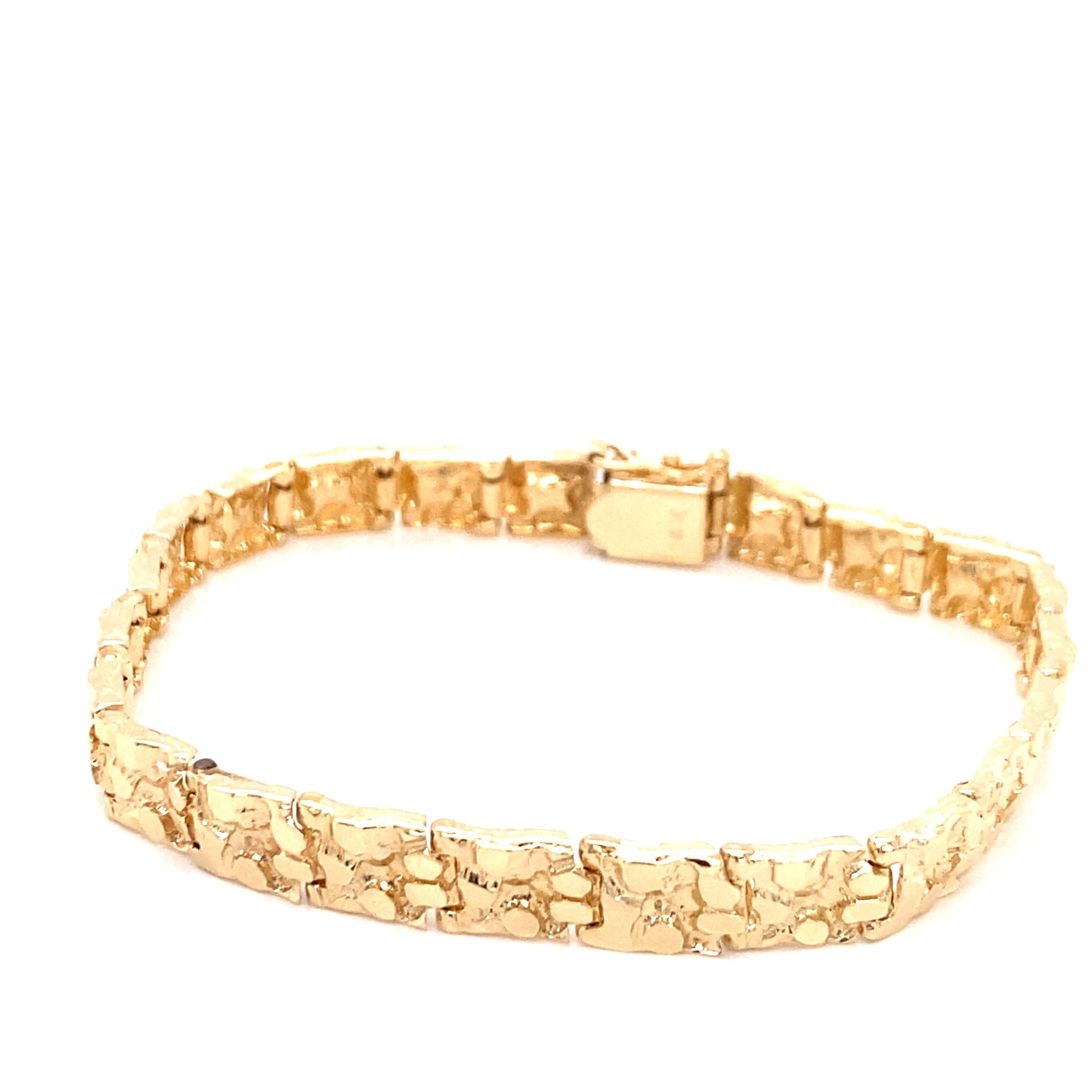 Bracelet pépite d'or jaune 14 carats vintage des années 1970 Bon état - En vente à Boston, MA