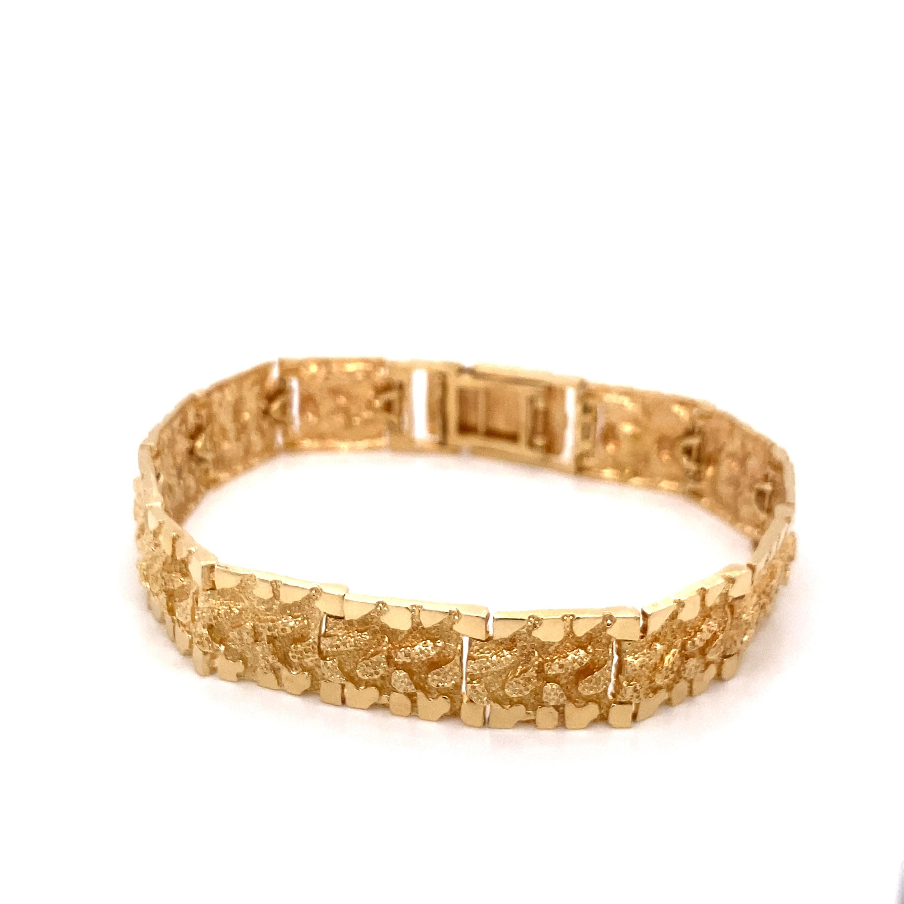 14k solid gold nugget bracelet