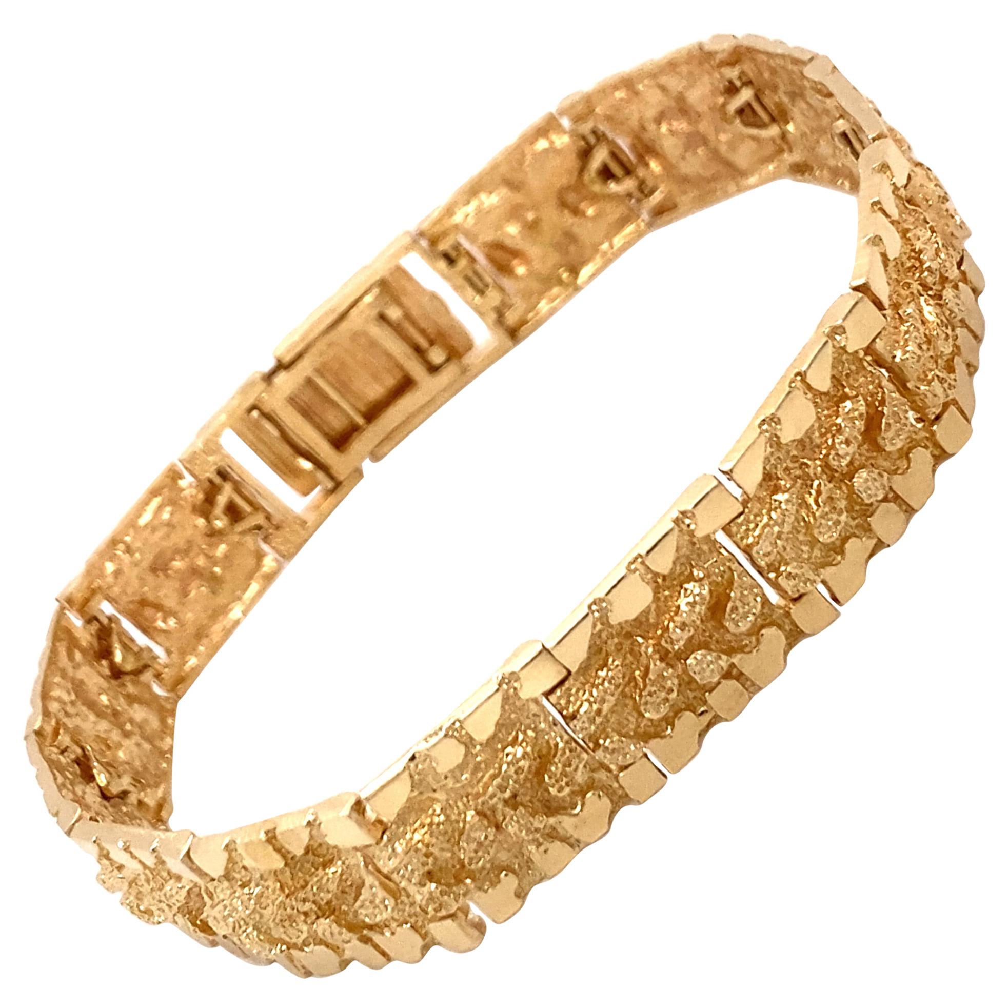 Vintage 1970's 14K Yellow Gold Nugget Bracelet