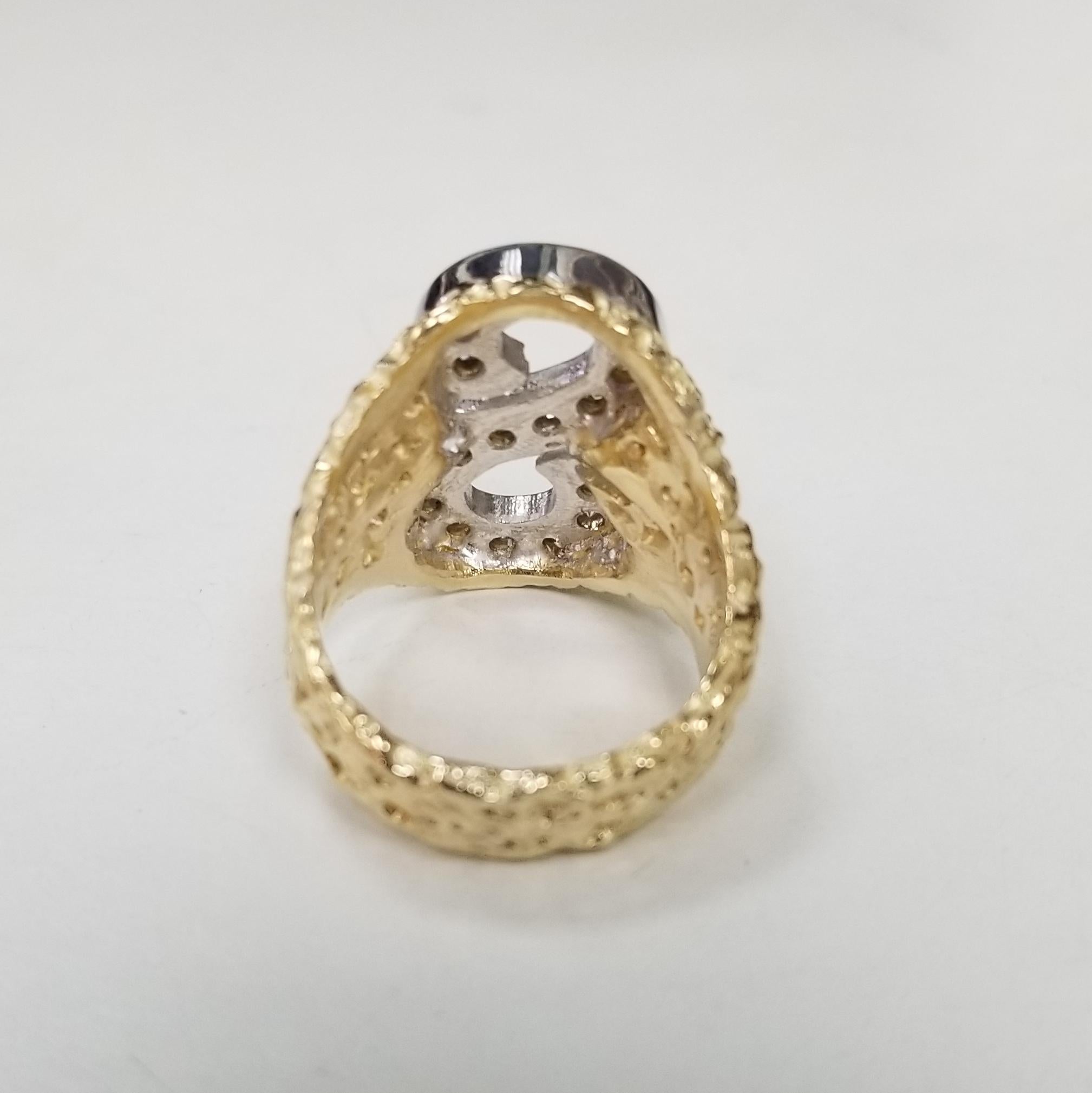 Vintage 1970er Jahre 14k Gelbgold Nugget-Diamant-Initial-Ring „S“ aus Gelbgold (Retro) im Angebot