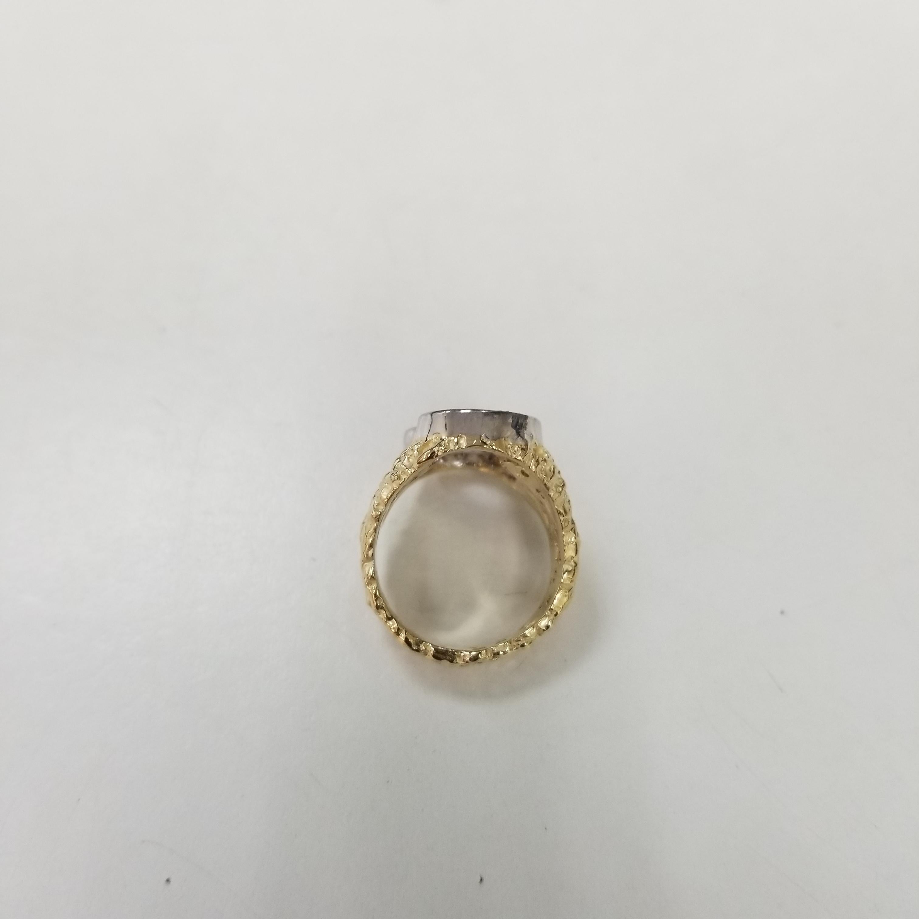 Vintage 1970er Jahre 14k Gelbgold Nugget-Diamant-Initial-Ring „S“ aus Gelbgold (Rundschliff) im Angebot