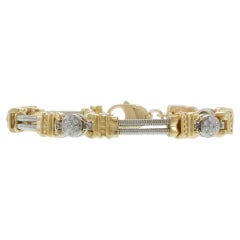 Vintage 1970s 14KT Two-Tone Gold Diamond Cable Bracelet – 0.50CTW