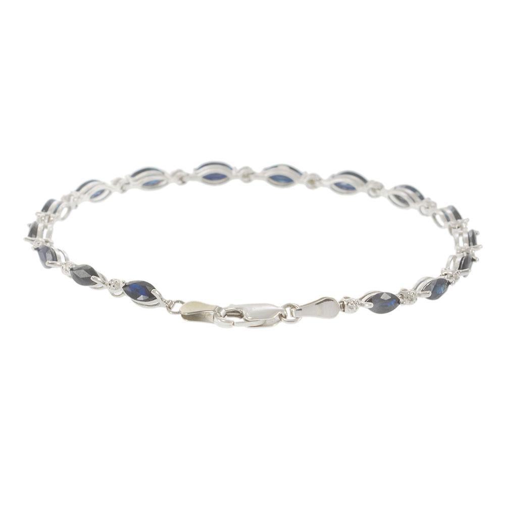 Bracciale vintage anni '70 in oro bianco 14KT con zaffiri blu e diamanti In condizioni buone in vendita a New York, NY