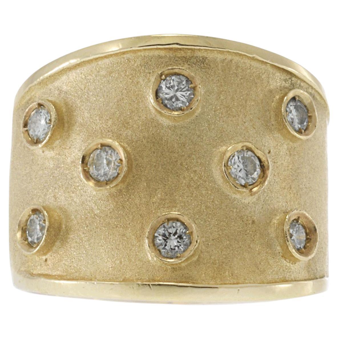 Vintage 1970s 14KT Yellow Gold Diamond Cigar Band