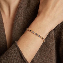 Vintage 1970's 14KT Yellow Gold Sapphire and Diamond Tennis Bracelet