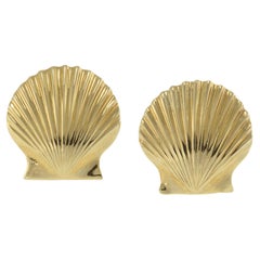 Vintage 1970s 14KT Yellow Gold Scallop Shell Earrings