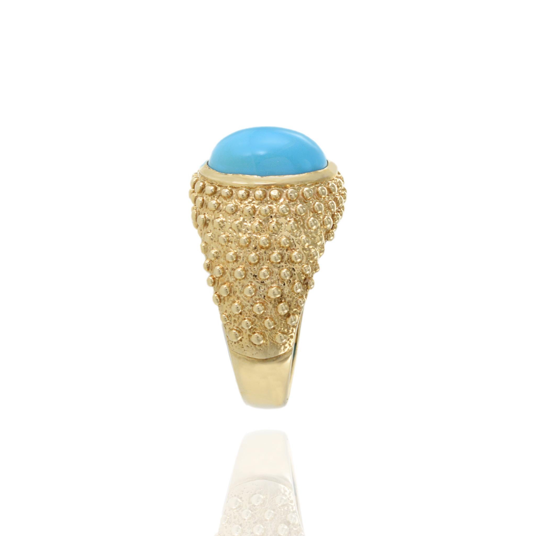 Vintage 1970s 14KT Gelbgold Türkis Ring im Angebot 4