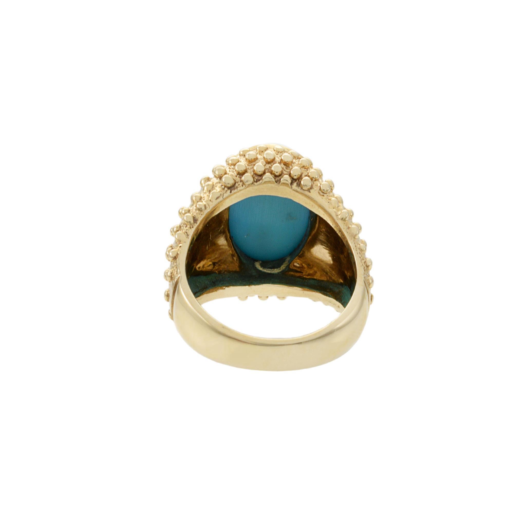Vintage 1970s 14KT Gelbgold Türkis Ring im Angebot 5
