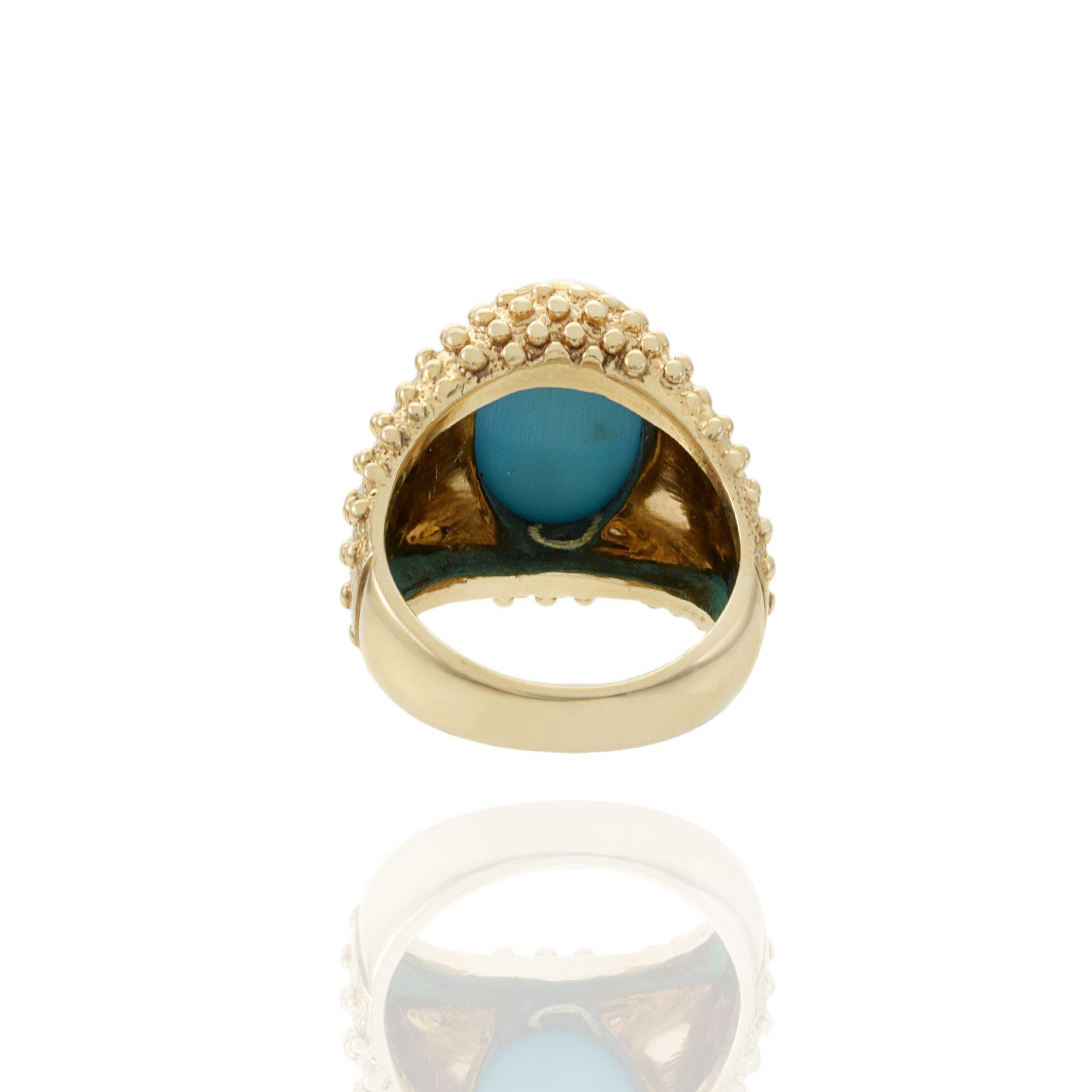 Vintage 1970s 14KT Gelbgold Türkis Ring im Angebot 6