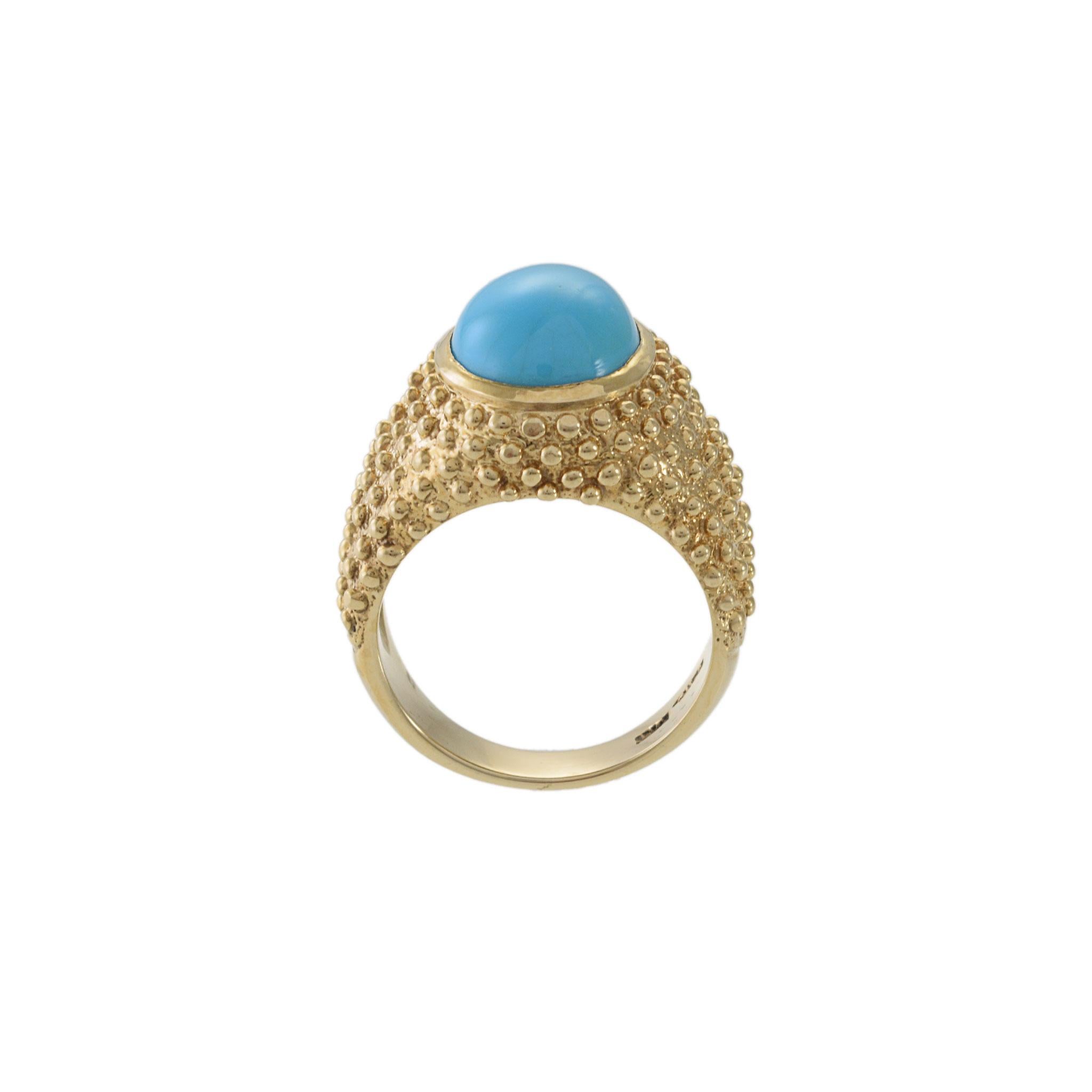 Vintage 1970s 14KT Gelbgold Türkis Ring im Angebot 1