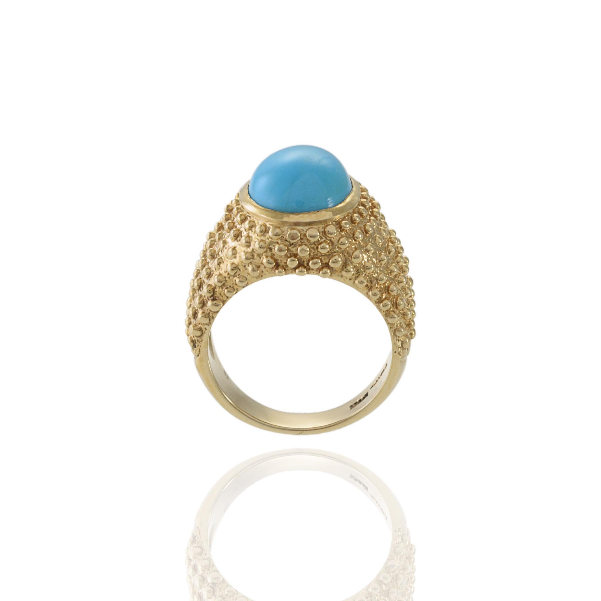 Vintage 1970s 14KT Gelbgold Türkis Ring im Angebot 2