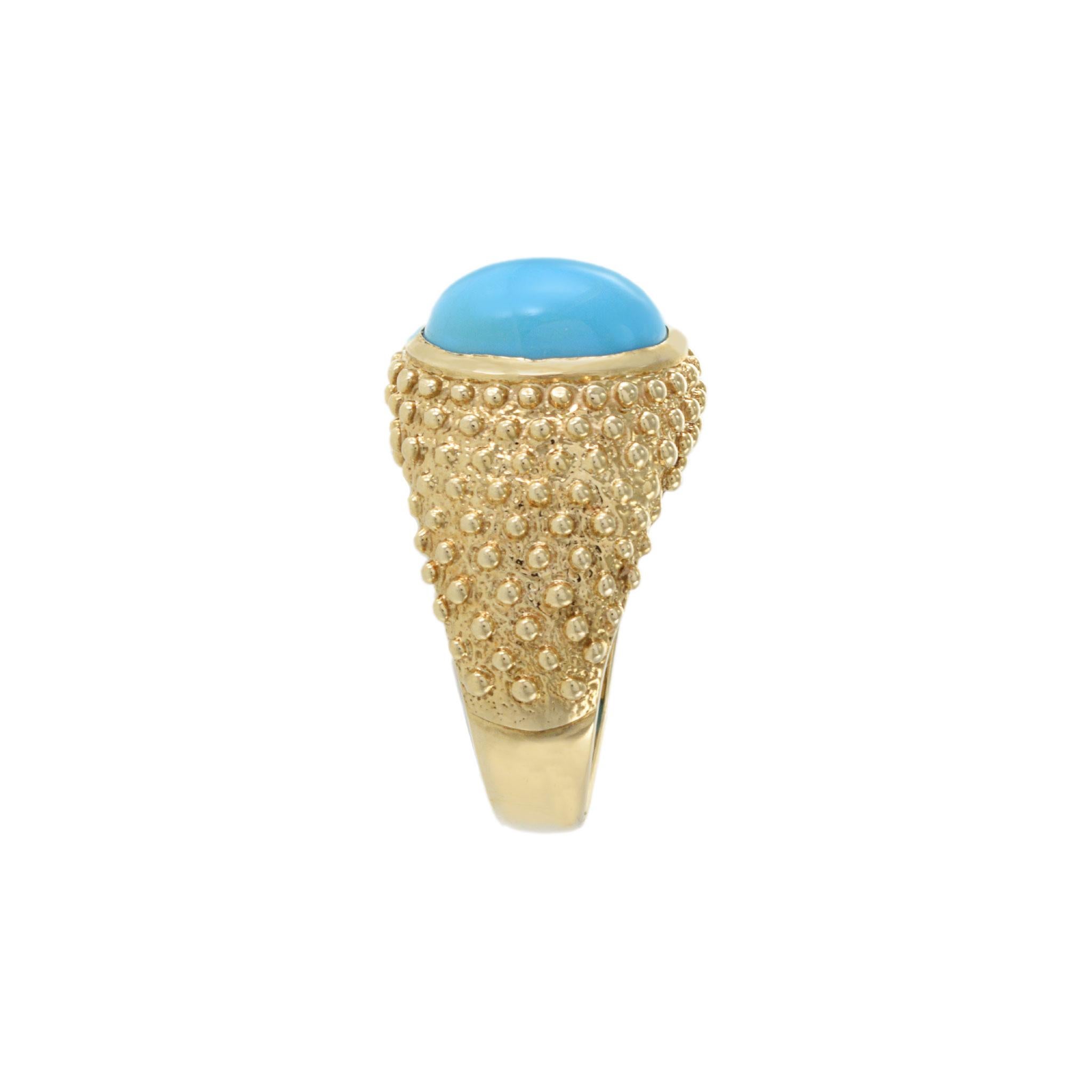 Vintage 1970s 14KT Gelbgold Türkis Ring im Angebot 3