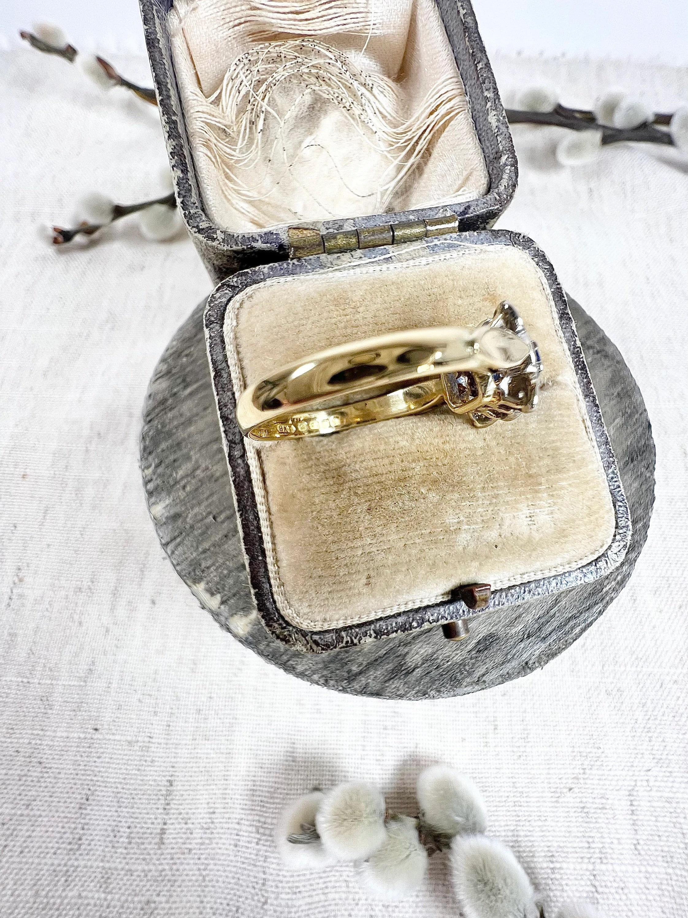Vintage 1970's 18ct Gold Saphir & Diamant Quadrat Cluster Ring im Angebot 5