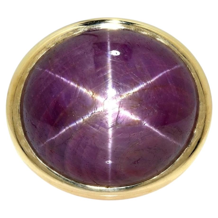 Vintage 1970s 18KT Gold 26.00ct Natural Star Ruby Dome Ring