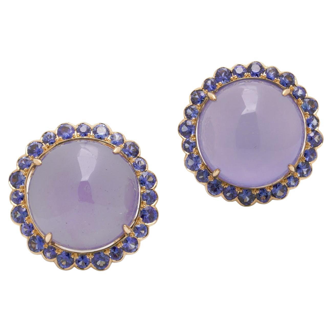 Vintage 1970s 18KT Gold Saphir 
Chrysoberyll Clip Ohrringe im Angebot