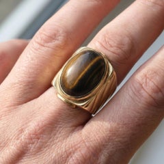 Vintage 1970s 18KT Gold Tiger’s Eye Ring