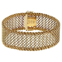 Vintage 1970's 18KT Yellow Gold Mesh Bracelet.